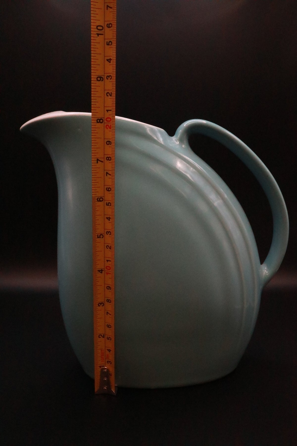 VINTAGE HALL POTTERY PITCHER LIGHT BLUE MCM NORA ART (AS IS)