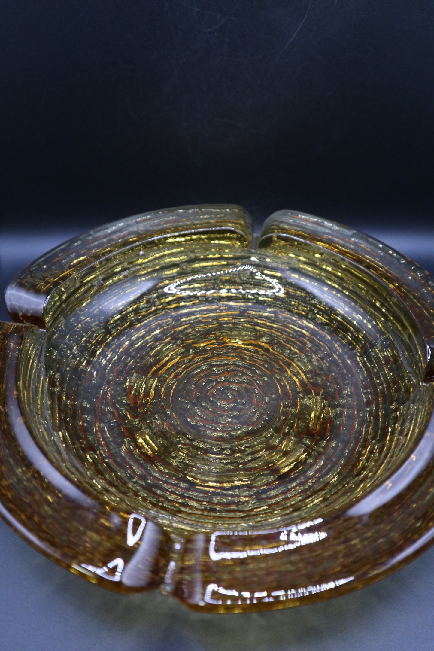 MCM ANCHOR HOCKING SORENO GOLD ASHTRAY