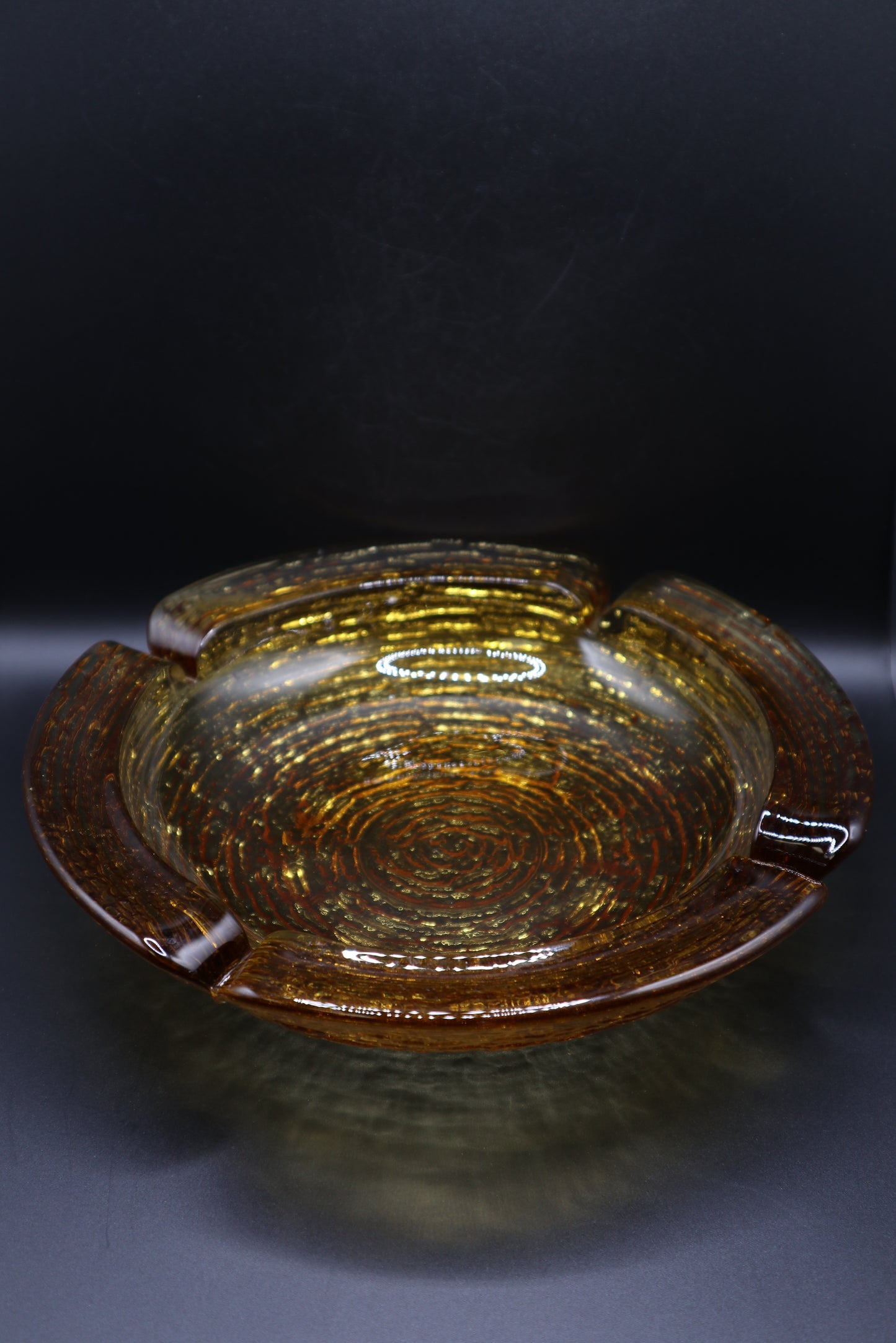 MCM ANCHOR HOCKING SORENO GOLD ASHTRAY