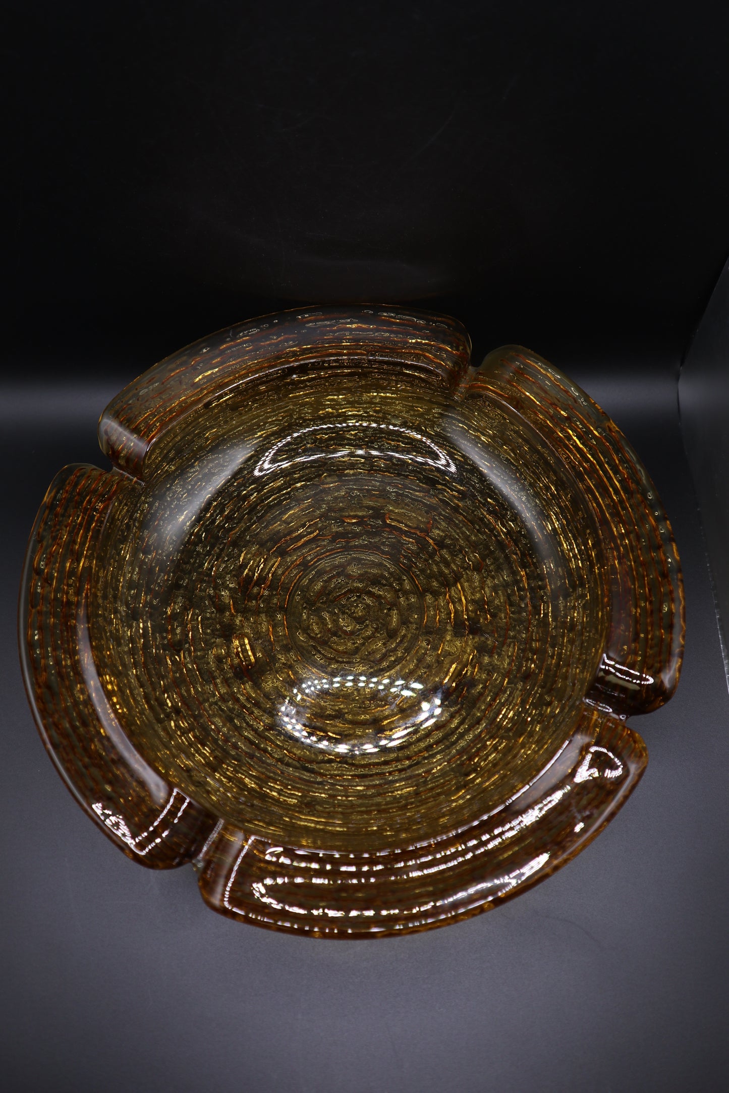 MCM ANCHOR HOCKING SORENO GOLD ASHTRAY