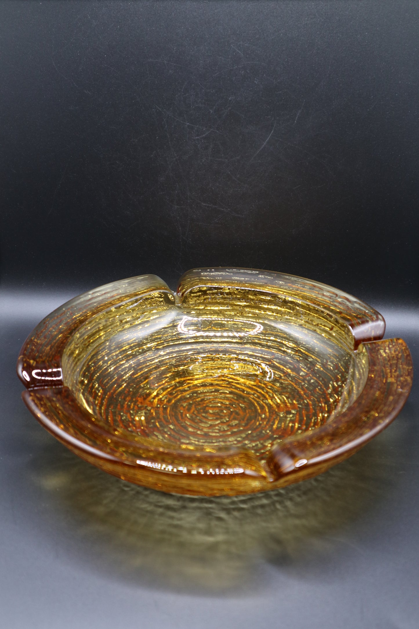 MCM ANCHOR HOCKING SORENO GOLD ASHTRAY