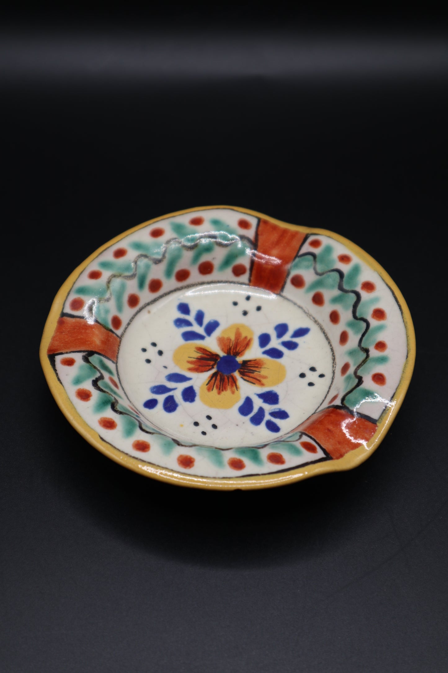 HAND PAINTED CERAMIC ASHTRAY