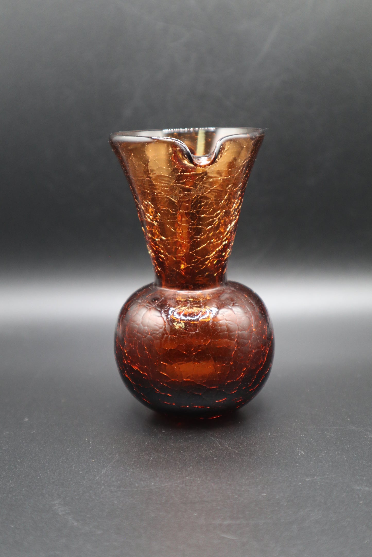 AMBER CRACKLE GLASS HANDBLOWN SMALL PITCHER