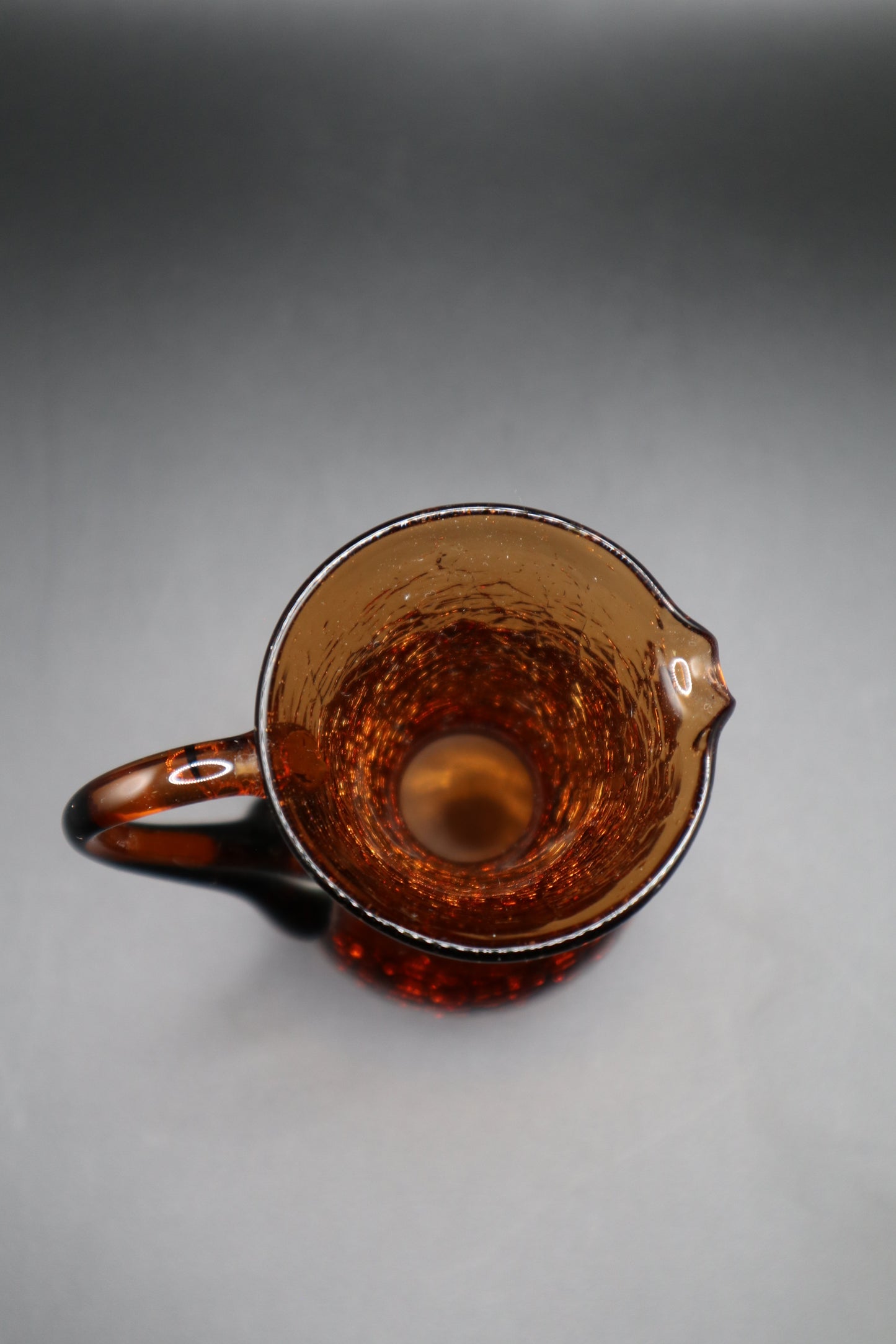 AMBER CRACKLE GLASS HANDBLOWN SMALL PITCHER