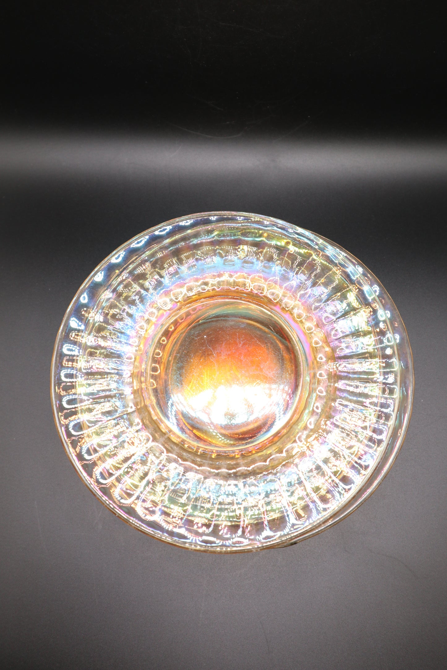 VINTAGE 6" PLATE SET OF 3 IMPERIAL MARIGOLD CARNIVAL GLASS