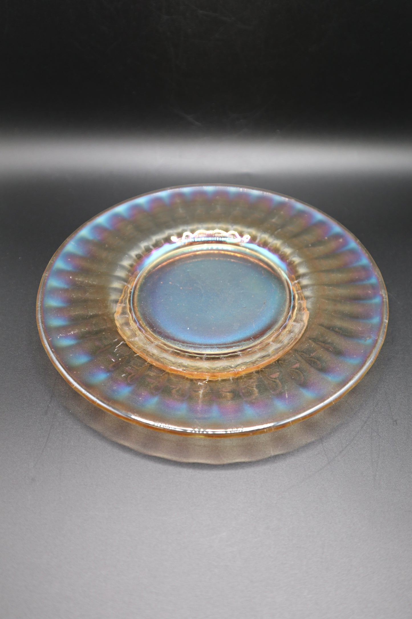 VINTAGE 6" PLATE SET OF 3 IMPERIAL MARIGOLD CARNIVAL GLASS