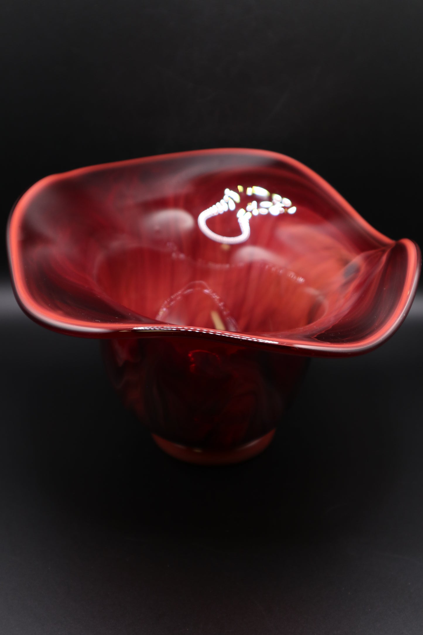HAND BLOWN CRANBERRY BOWL