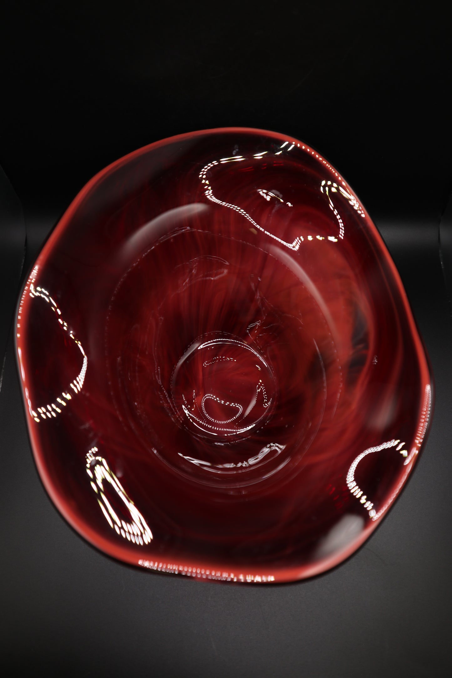 HAND BLOWN CRANBERRY BOWL