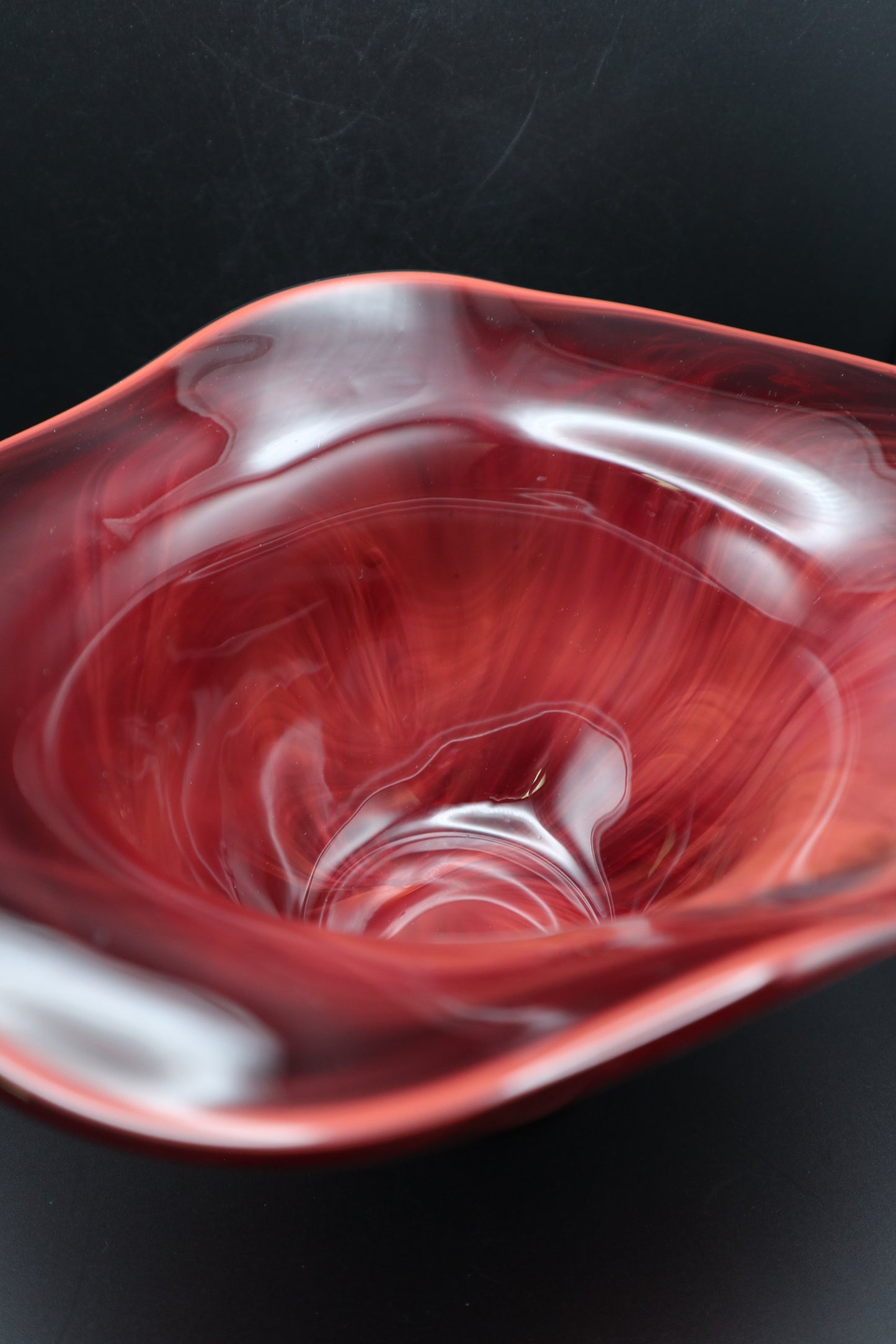 HAND BLOWN CRANBERRY BOWL