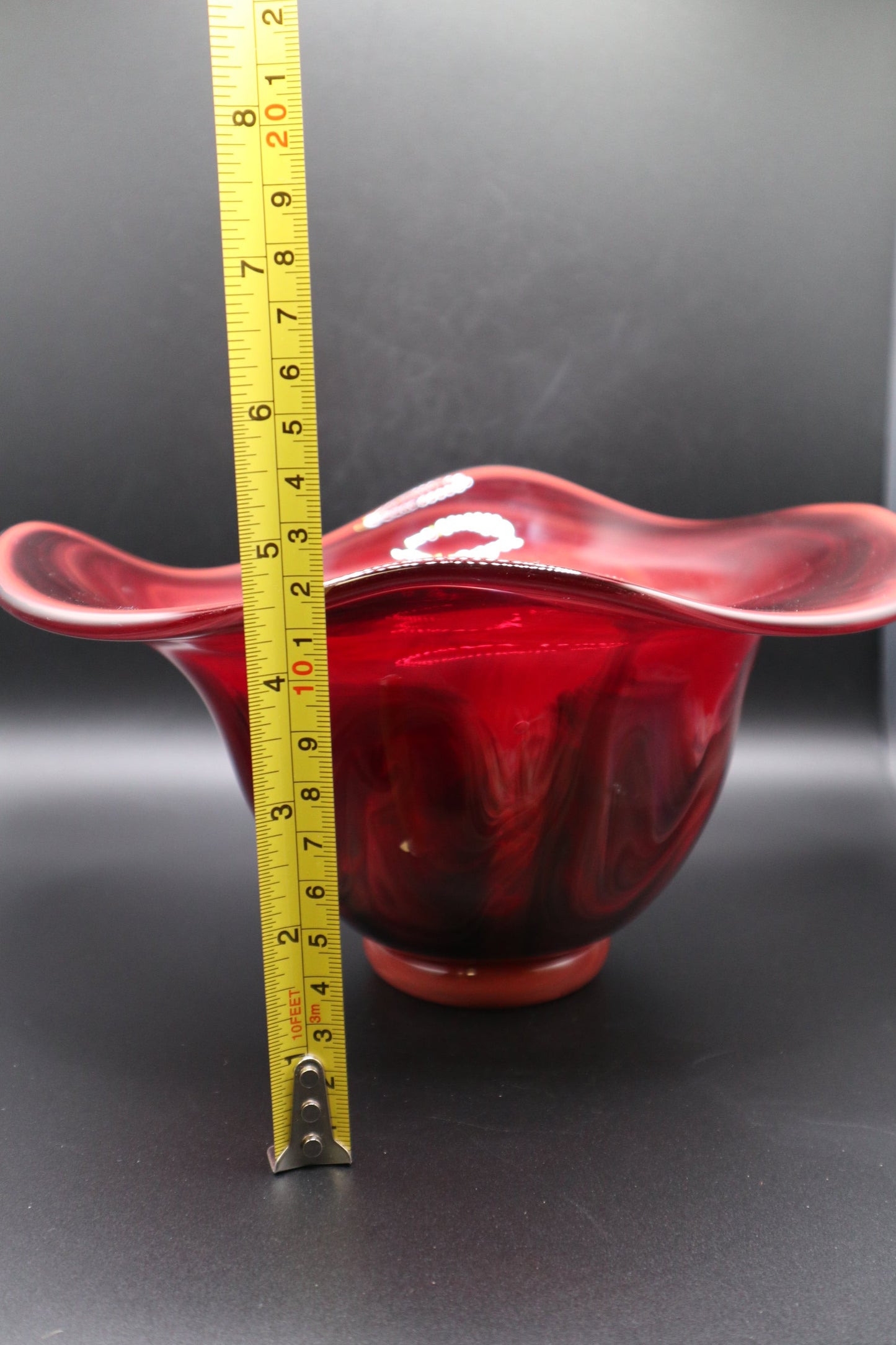 HAND BLOWN CRANBERRY BOWL
