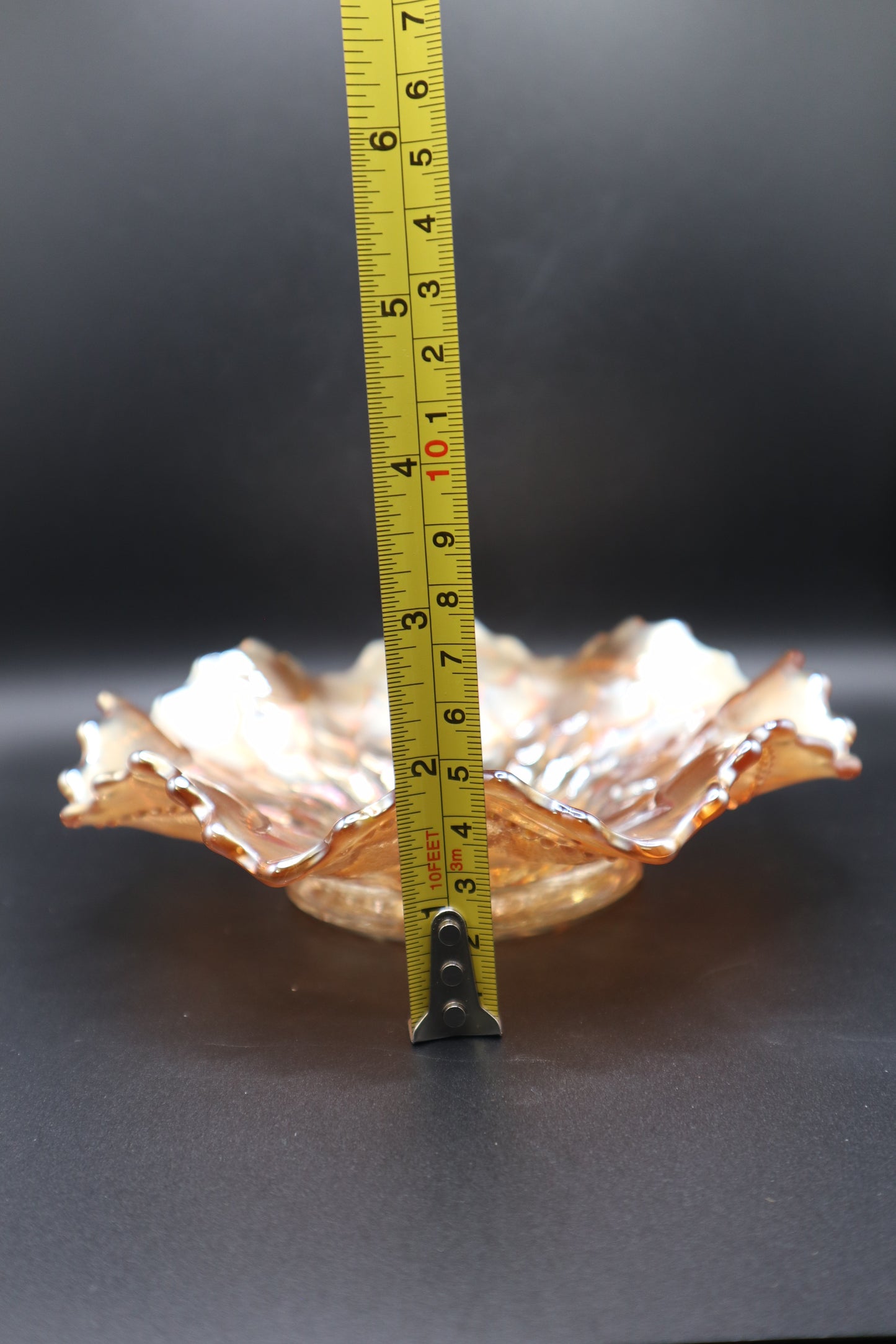 1913 CARNIVAL GLASS PEACH OPALESCENT DUGAN FISH SCALE AND BEADS PATTERN