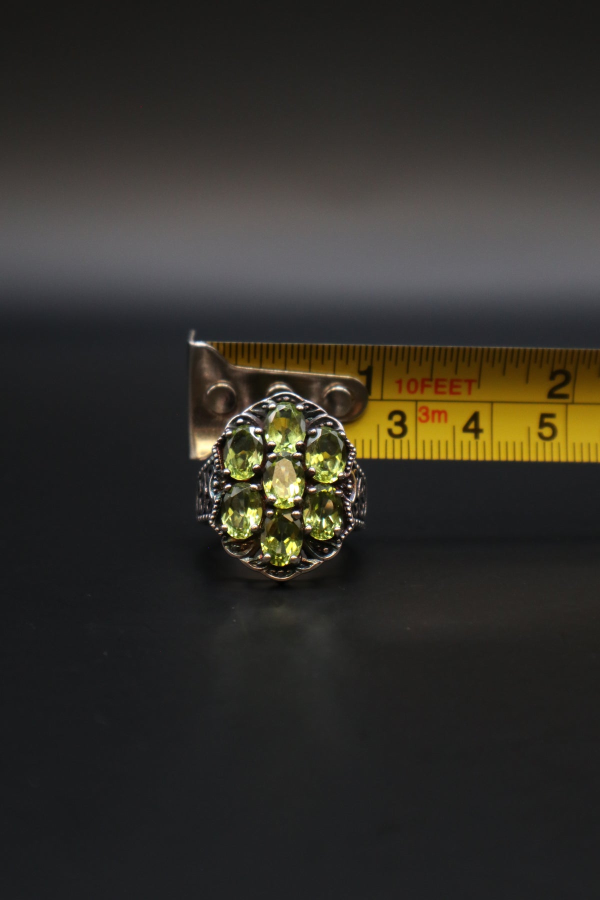 VINTAGE 925 RJ SIGNED STERLING SILVER PERIDOT RING SIZE 6