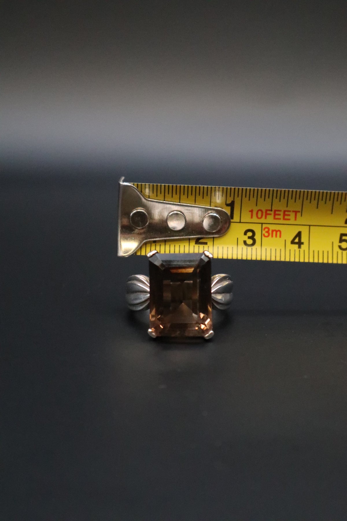 VINTAGE 925 SCBS STERLING SILVER SMOKY QUARTZ RING SIZE 7