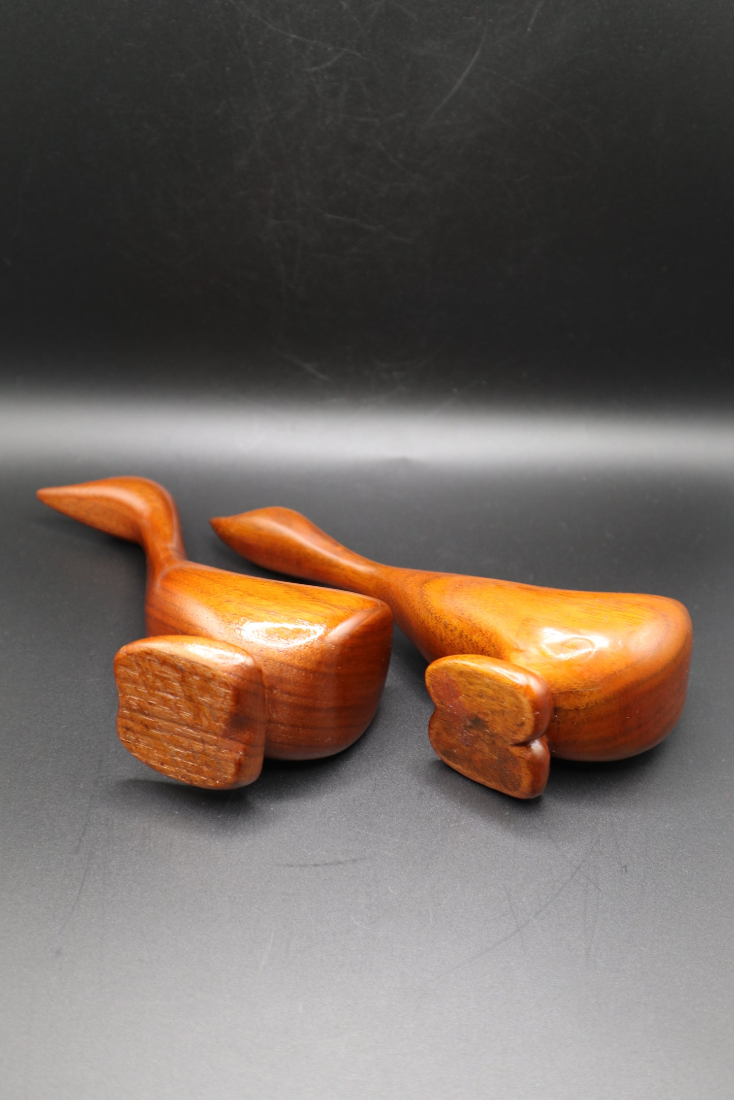 MCM HAND CARVED WOODEN PAIR OF GEESE