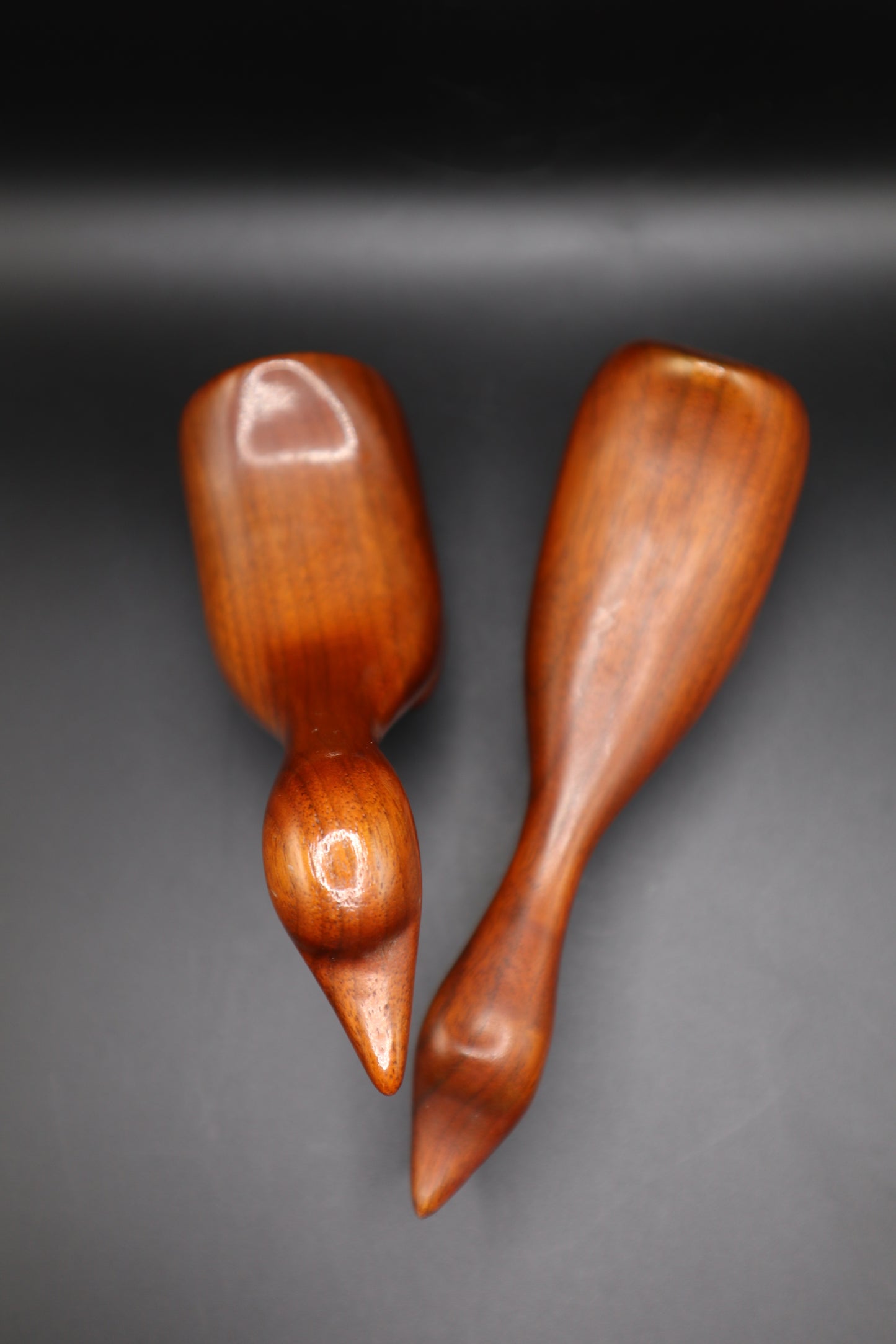 MCM HAND CARVED WOODEN PAIR OF GEESE