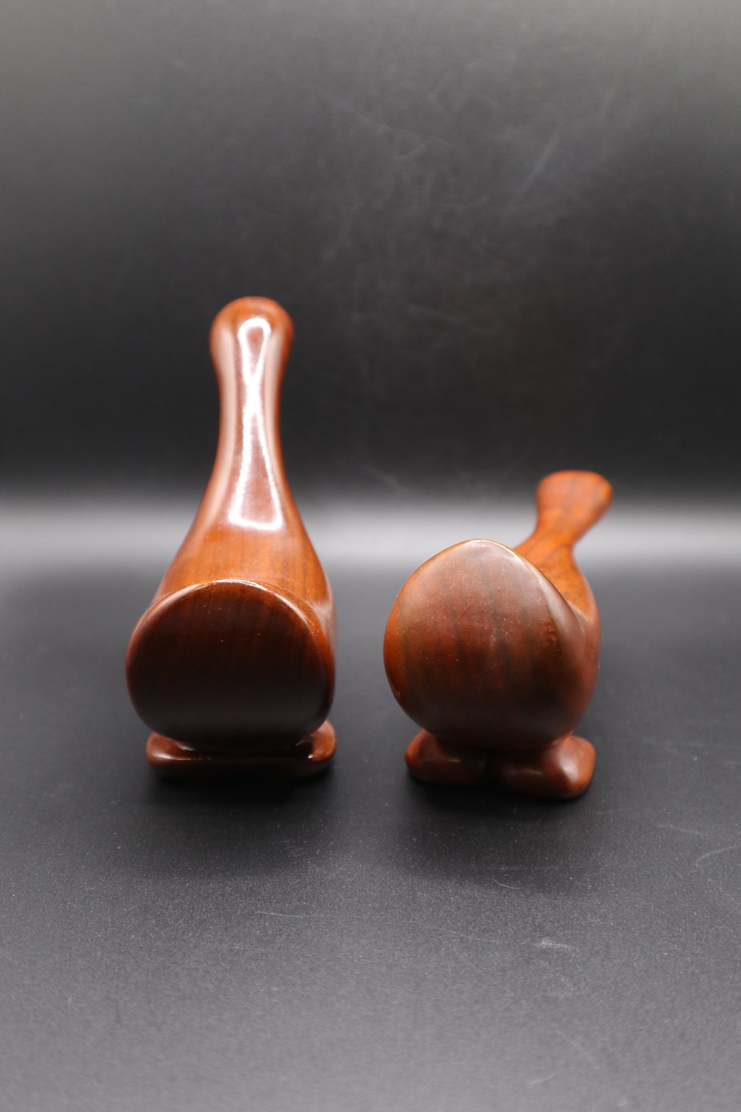 MCM HAND CARVED WOODEN PAIR OF GEESE