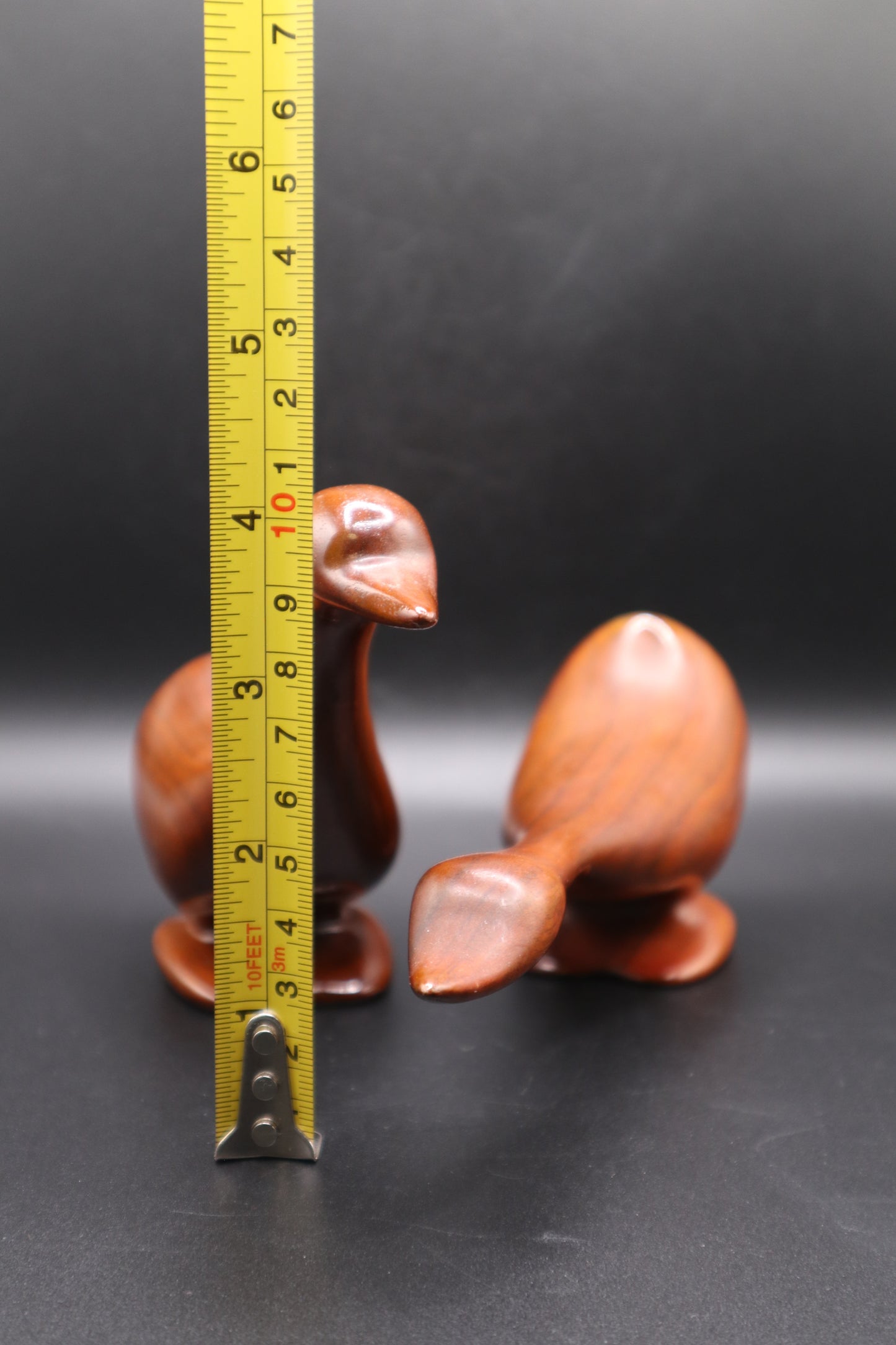 MCM HAND CARVED WOODEN PAIR OF GEESE