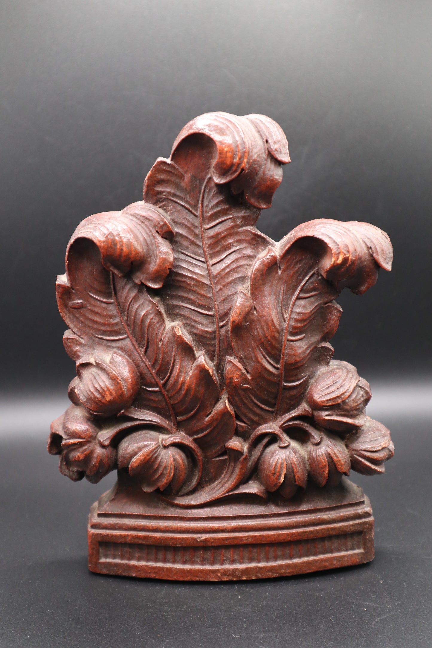 VINTAGE SYROCO WOOD FEATHER AND TULIP BOOKENDS PAIR