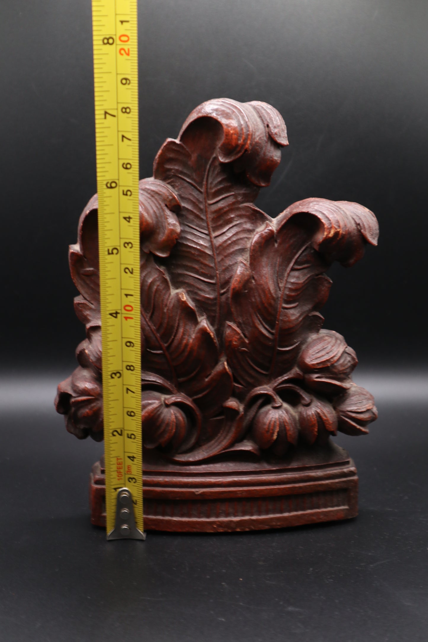 VINTAGE SYROCO WOOD FEATHER AND TULIP BOOKENDS PAIR