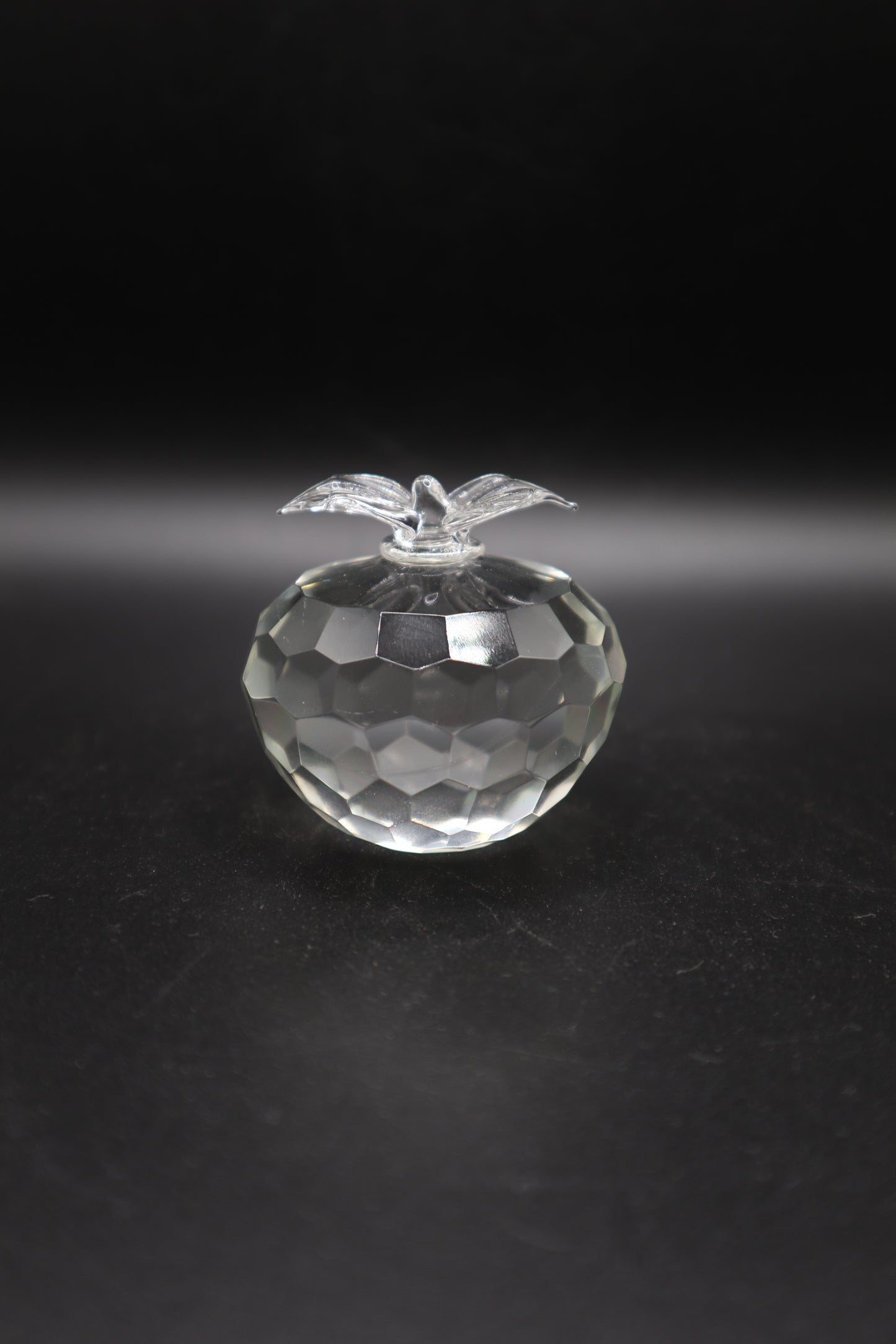 CRYSTAL APPLE ETCHED PAPERWEIGHT