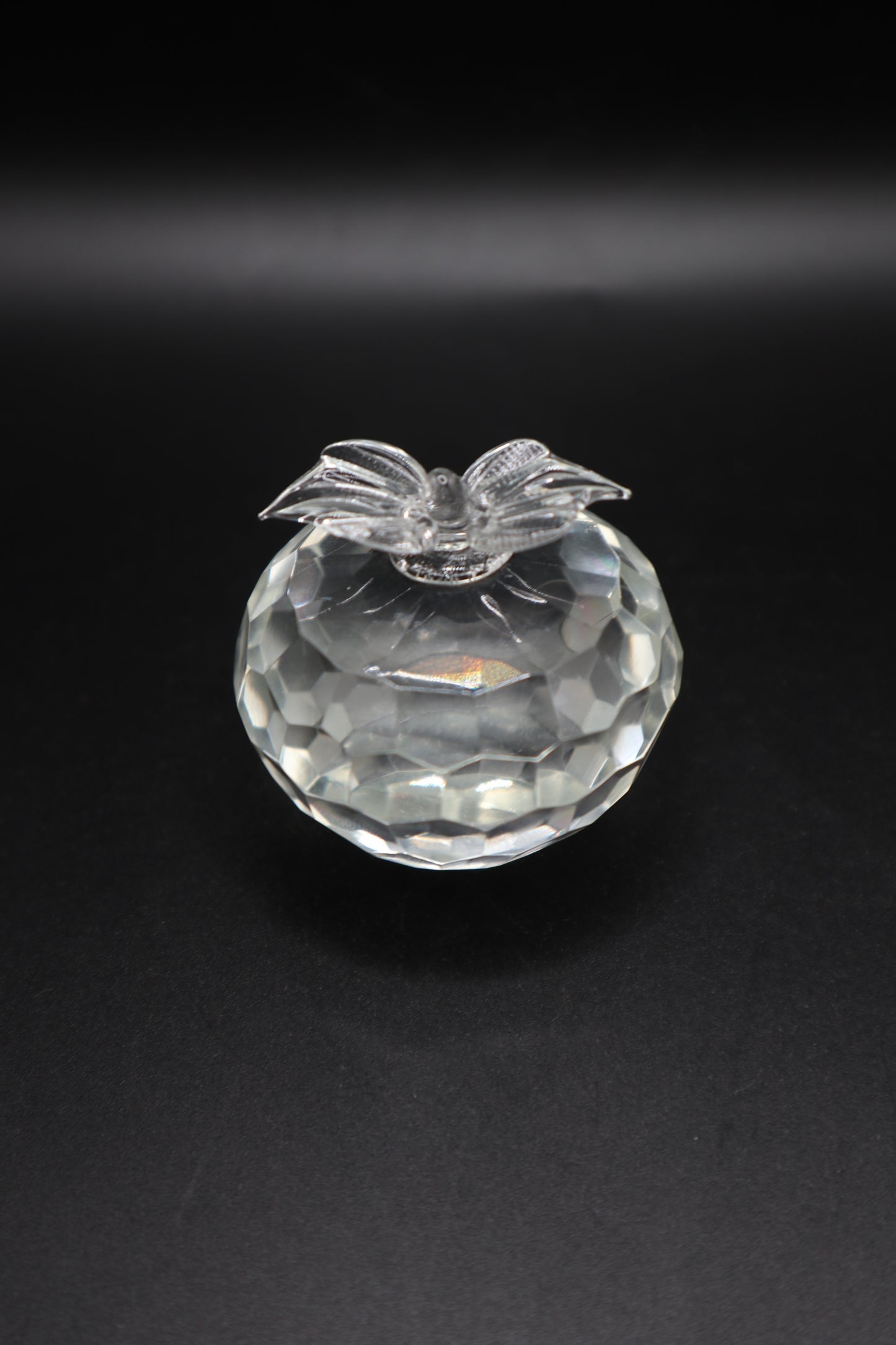 CRYSTAL APPLE ETCHED PAPERWEIGHT