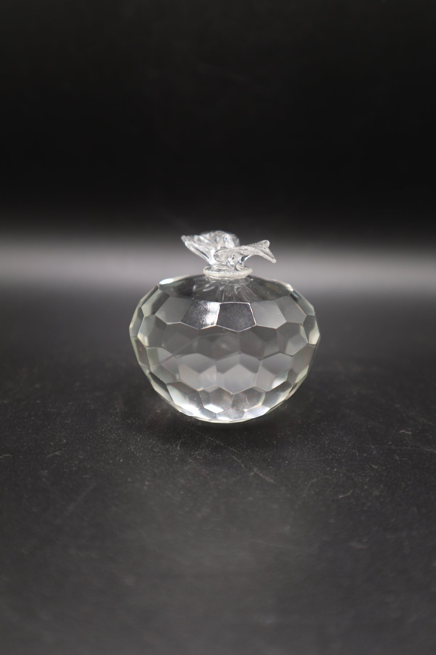 CRYSTAL APPLE ETCHED PAPERWEIGHT