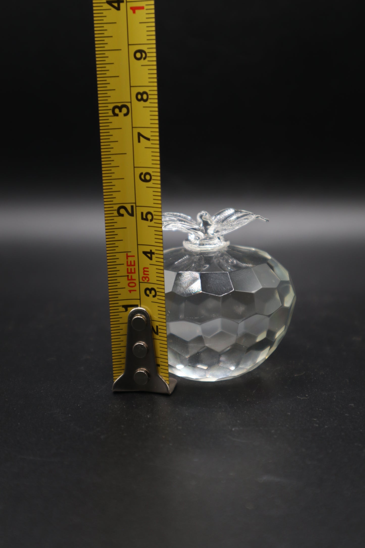CRYSTAL APPLE ETCHED PAPERWEIGHT
