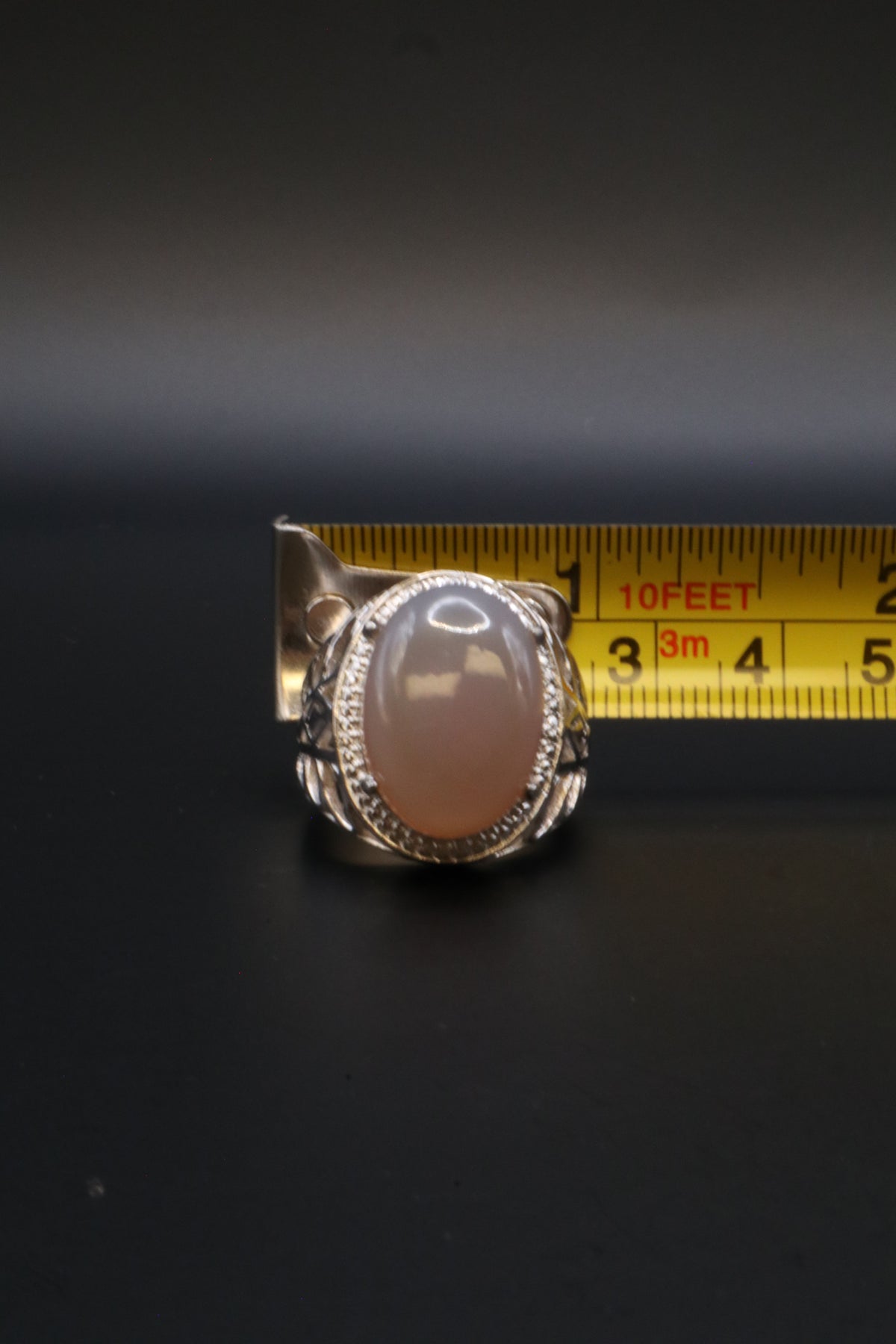 KARIS STS OVAL TRANSLUCENT MILKY LAVENDER CABOCHON MOONTONE RING SIZE 6