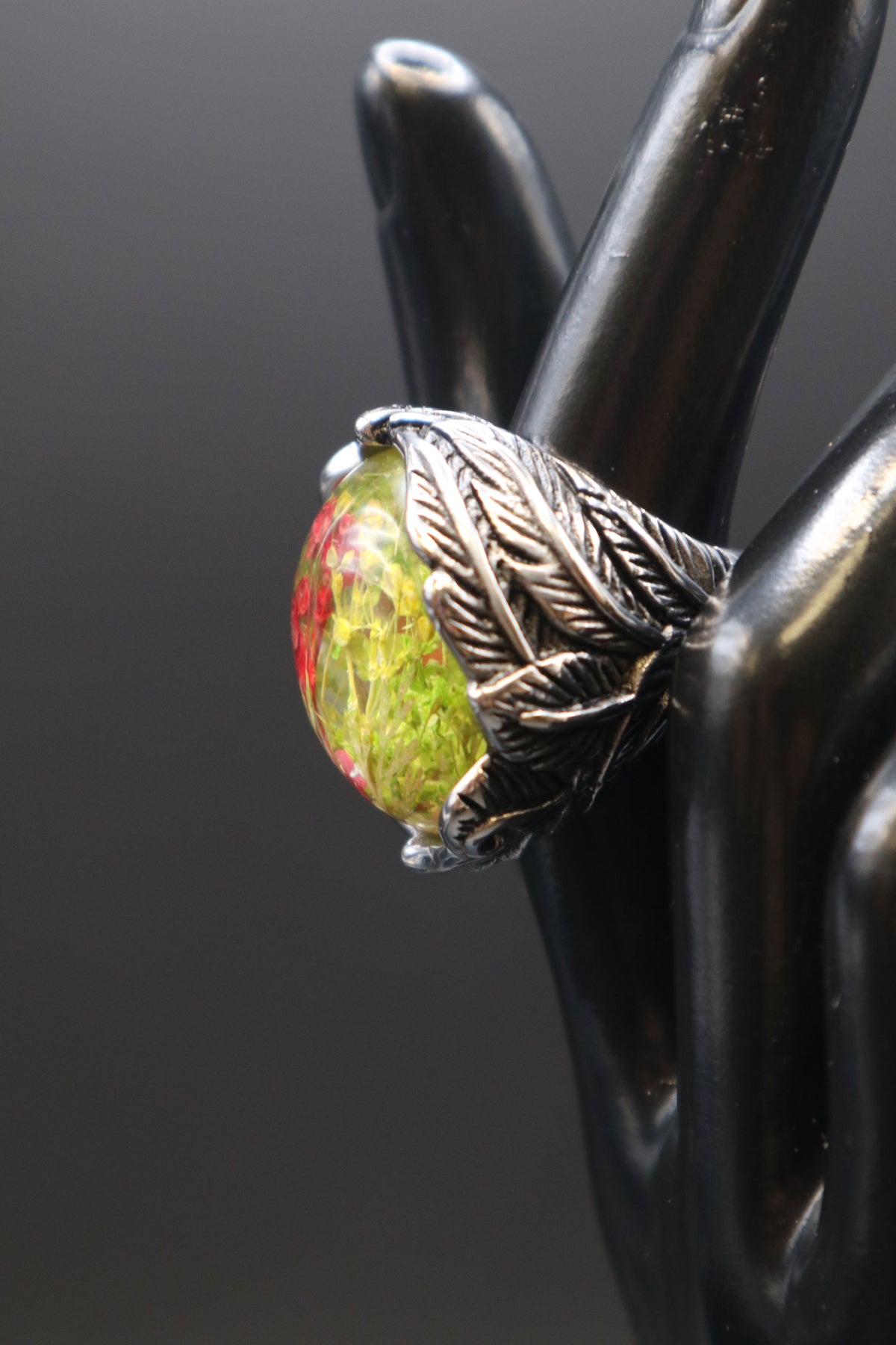RESIN STAINLESS STEEL DRY FLOWER RING SIZE 7