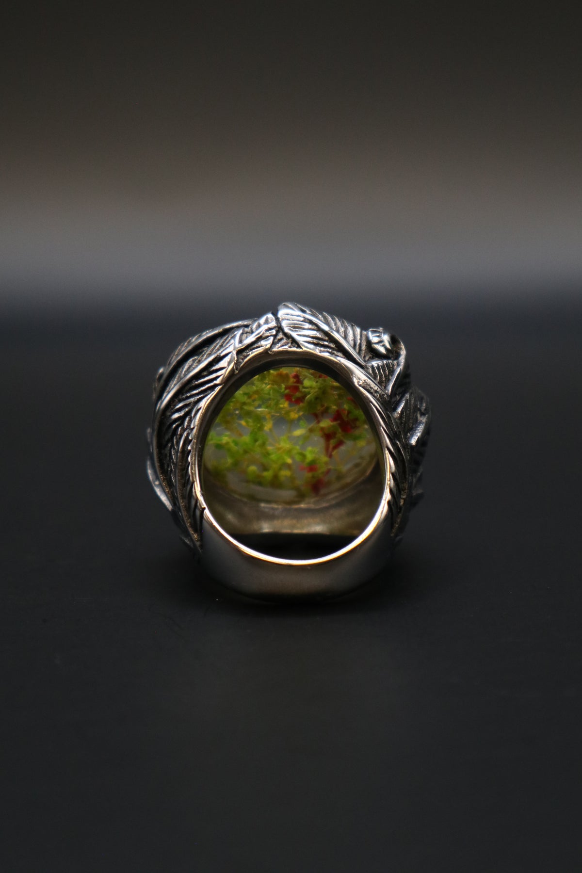 RESIN STAINLESS STEEL DRY FLOWER RING SIZE 7