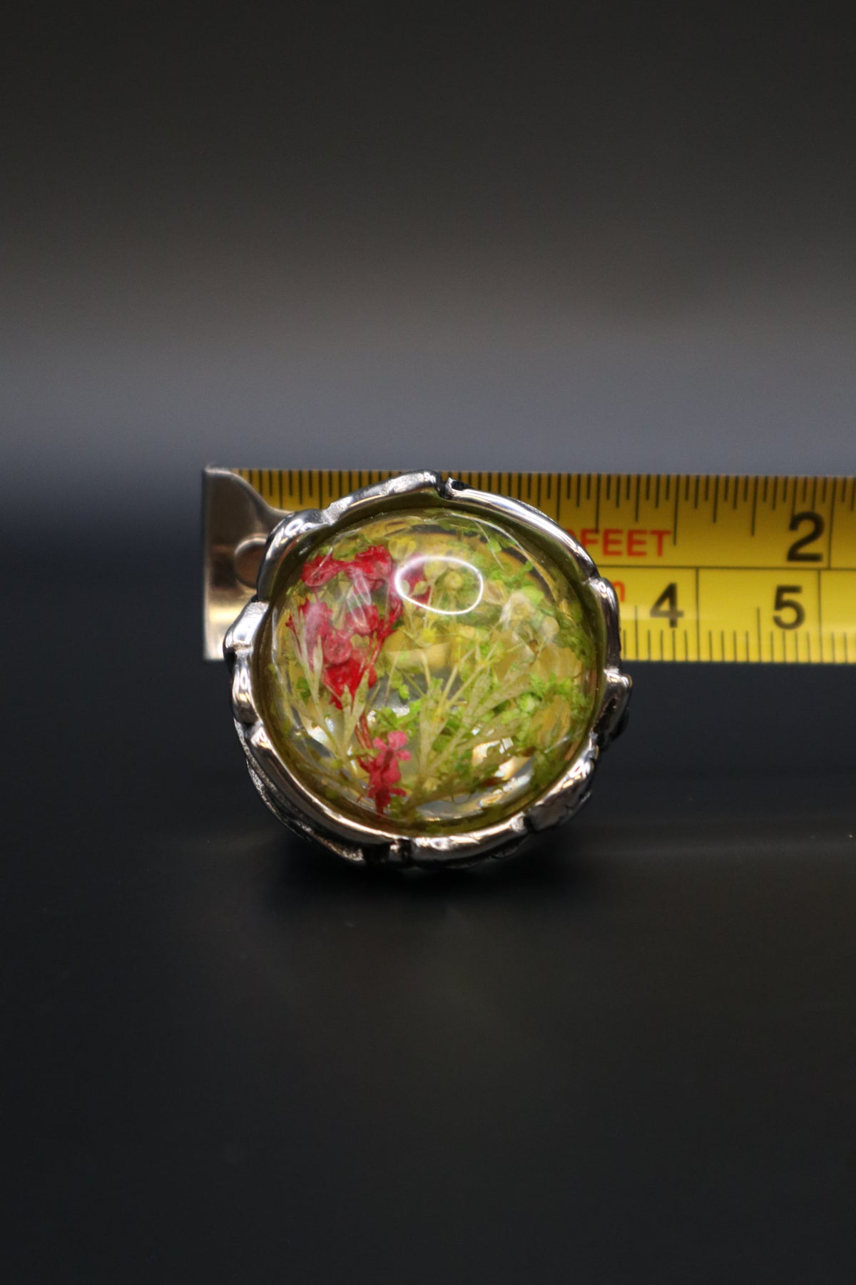 RESIN STAINLESS STEEL DRY FLOWER RING SIZE 7