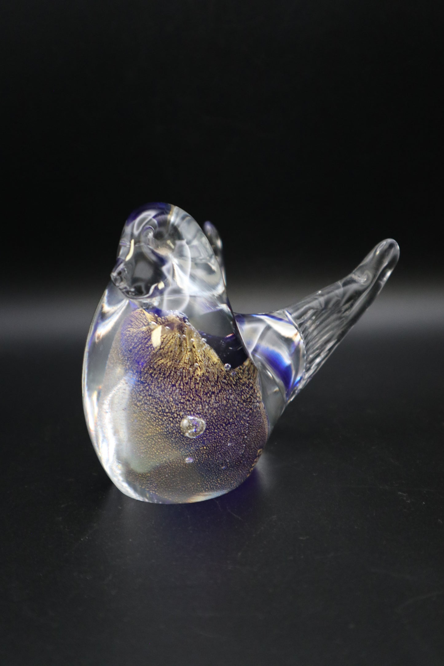 MURANO BLUE/GOLD BIRD PAPERWEIGHT