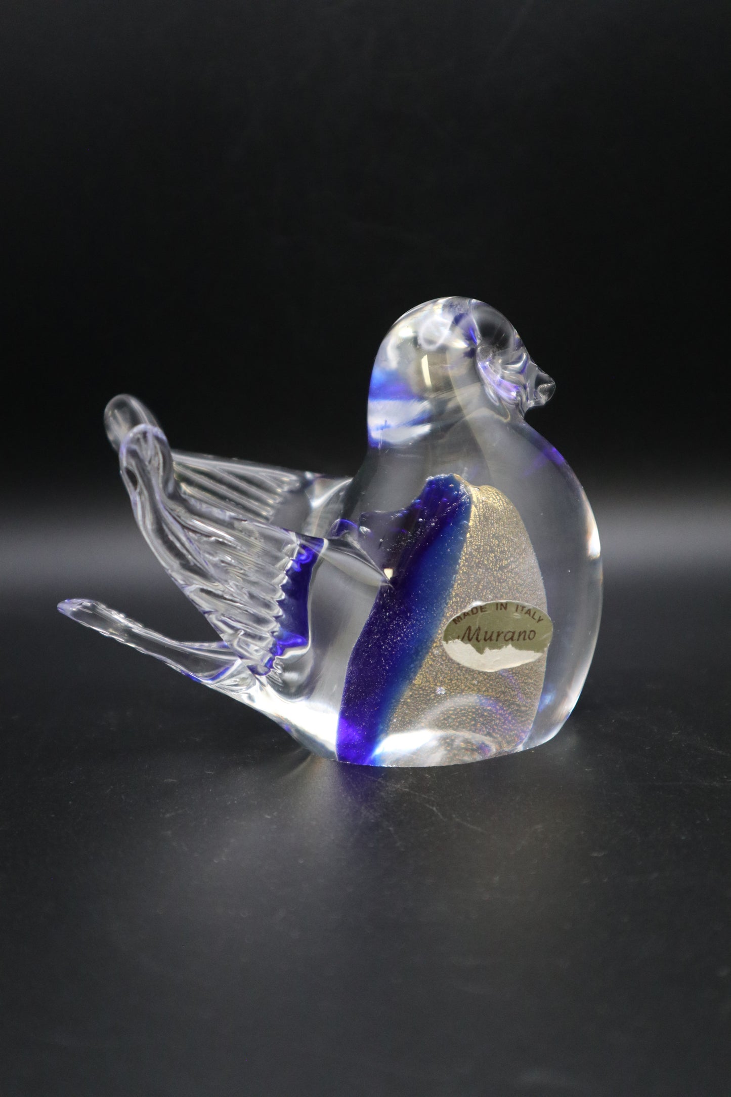 MURANO BLUE/GOLD BIRD PAPERWEIGHT