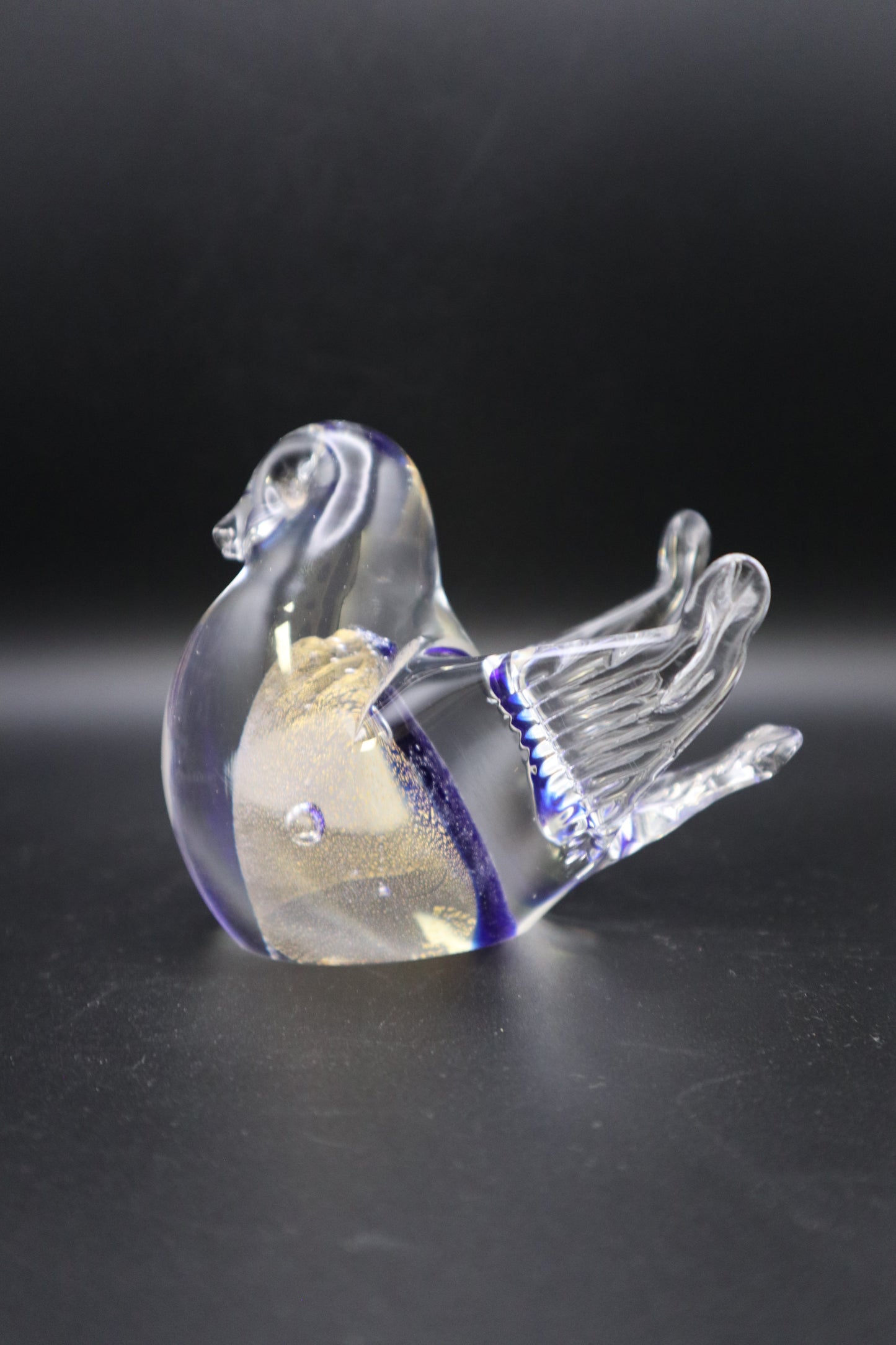 MURANO BLUE/GOLD BIRD PAPERWEIGHT