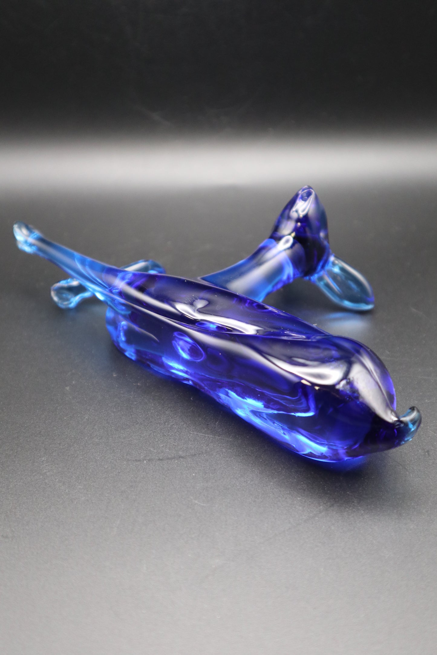 VINTAGE 1970's HAND BLOWN BLUE RESTING FAWN