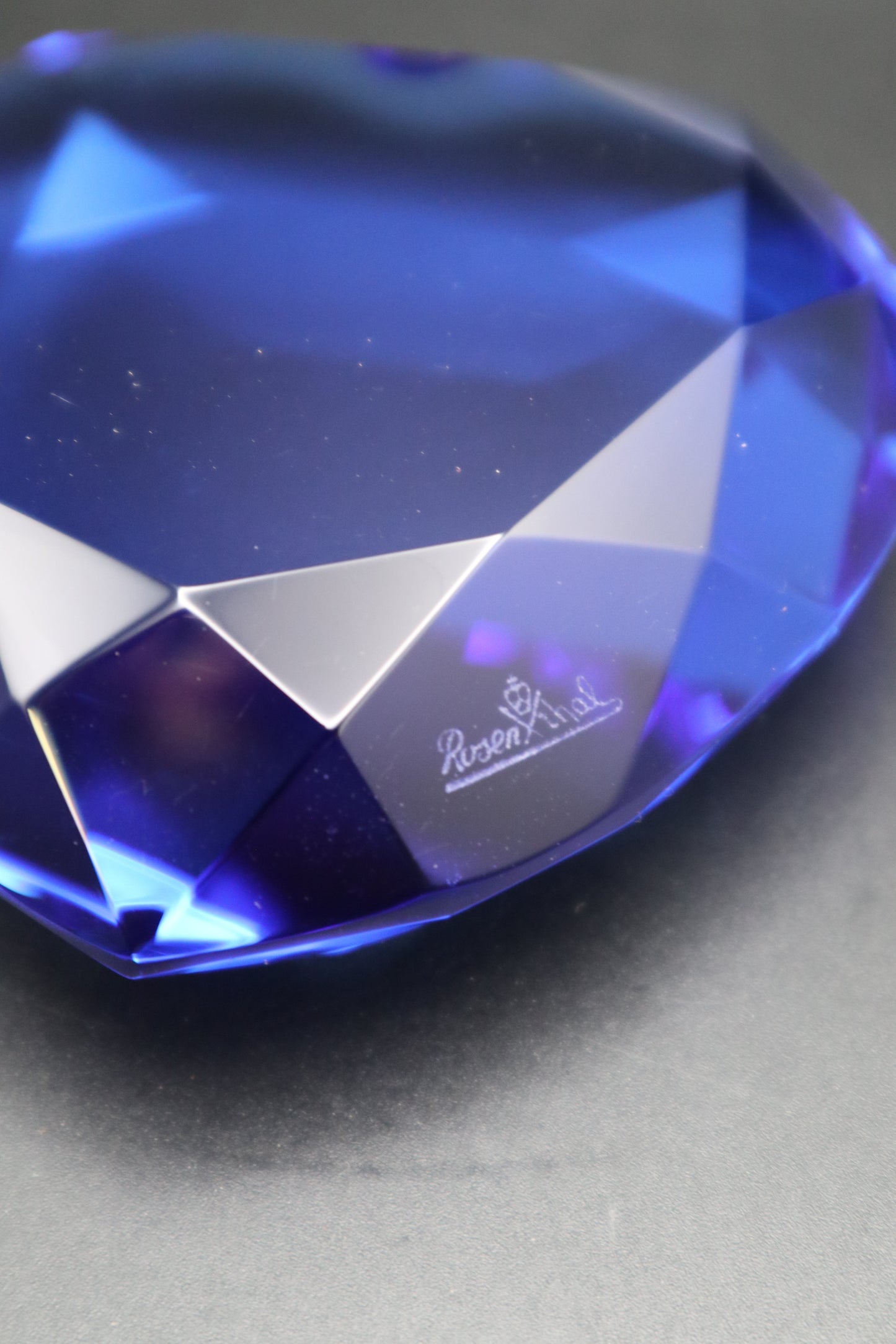 VINTAGE ROSENTHAL LEAD CRYSTAL HEART COBALT BLUE SIGNED