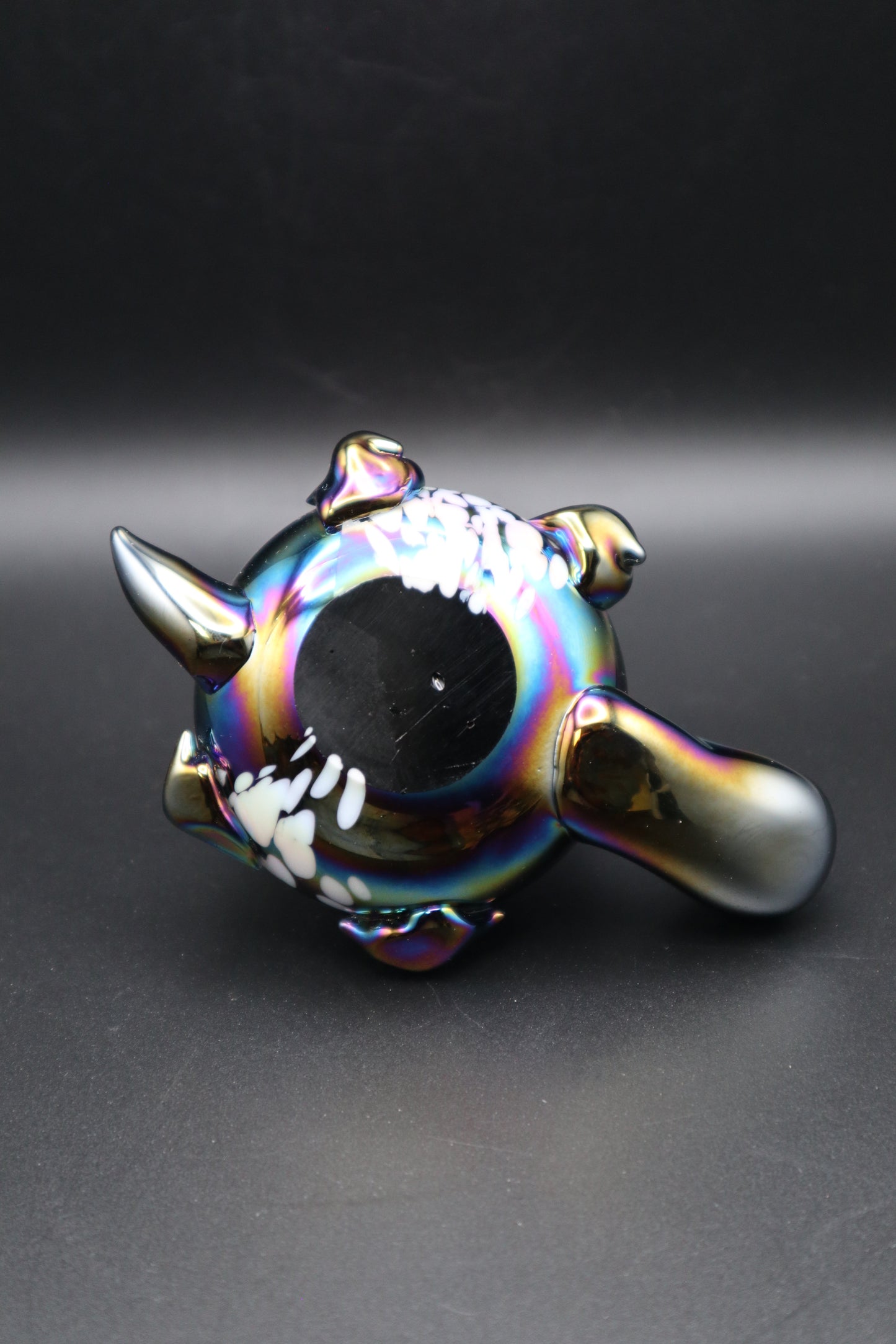 VINTAGE 1970's CARNIVAL GLASS TURTLE PAPERWEIGHT COBALT BLUE