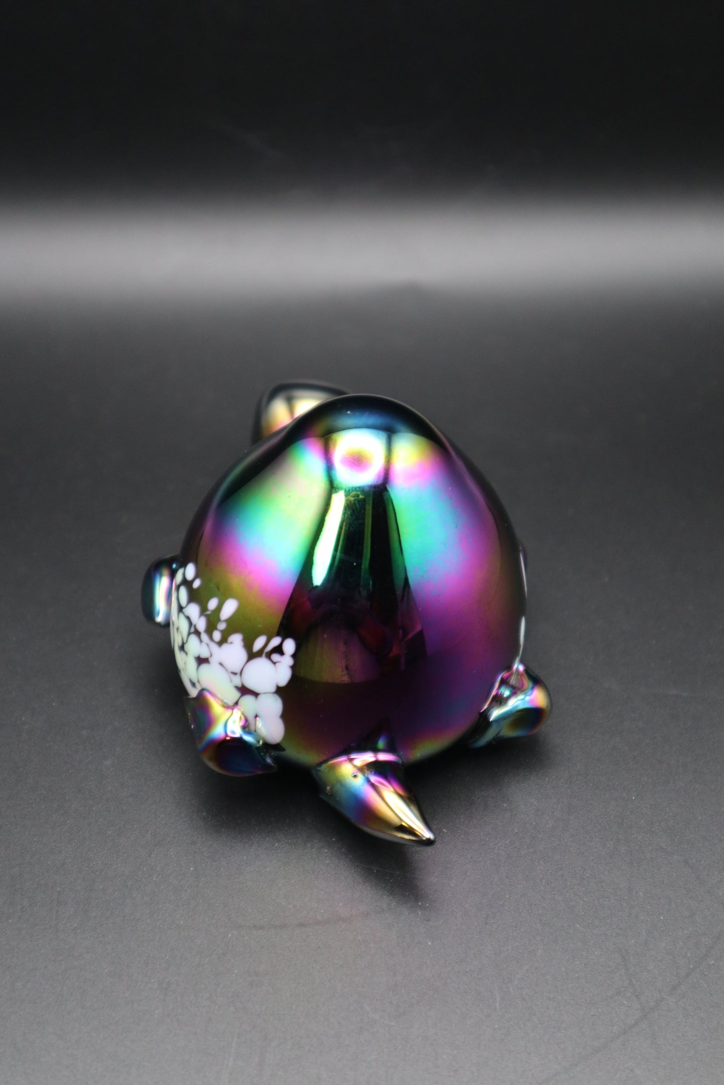 VINTAGE 1970's CARNIVAL GLASS TURTLE PAPERWEIGHT COBALT BLUE