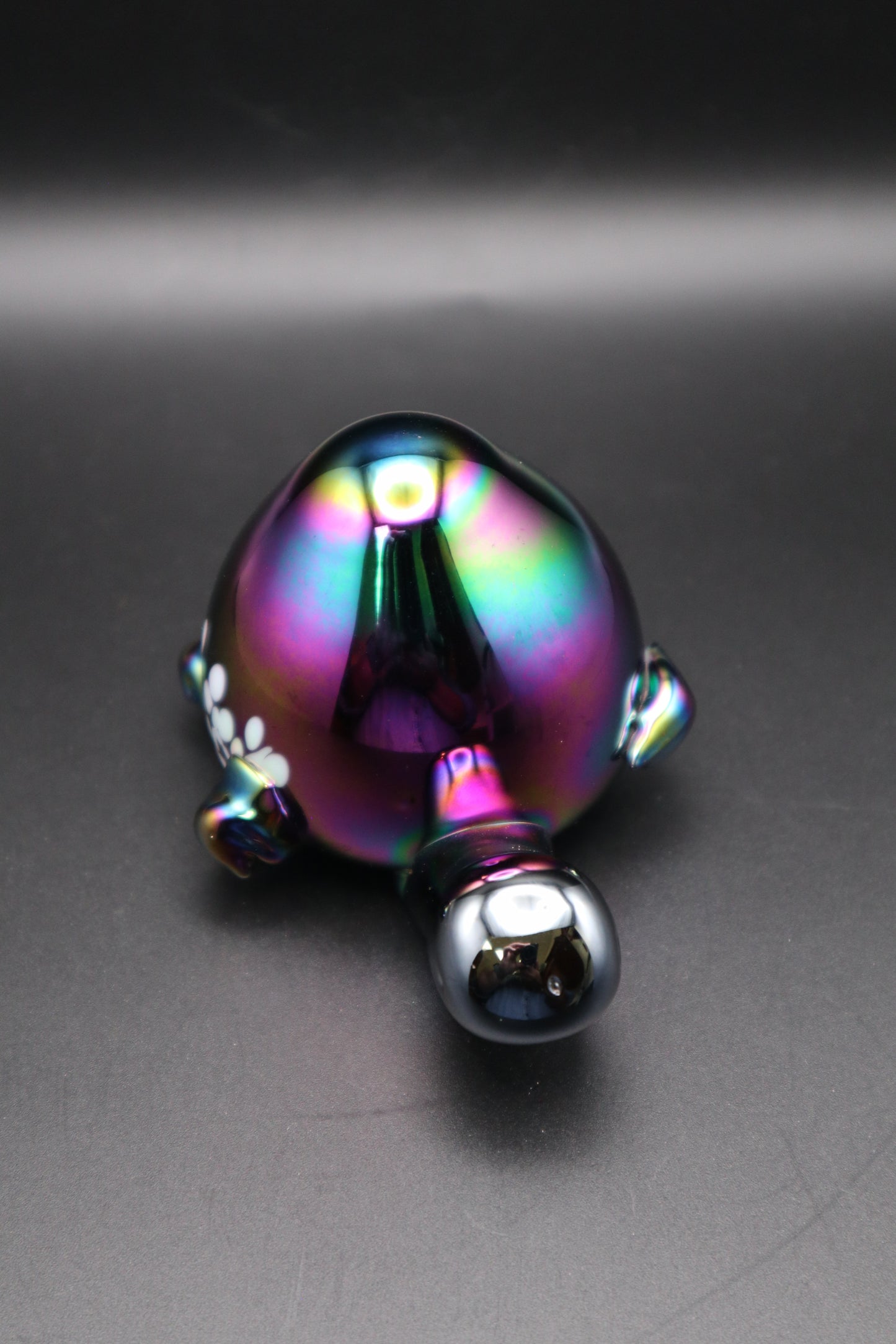 VINTAGE 1970's CARNIVAL GLASS TURTLE PAPERWEIGHT COBALT BLUE