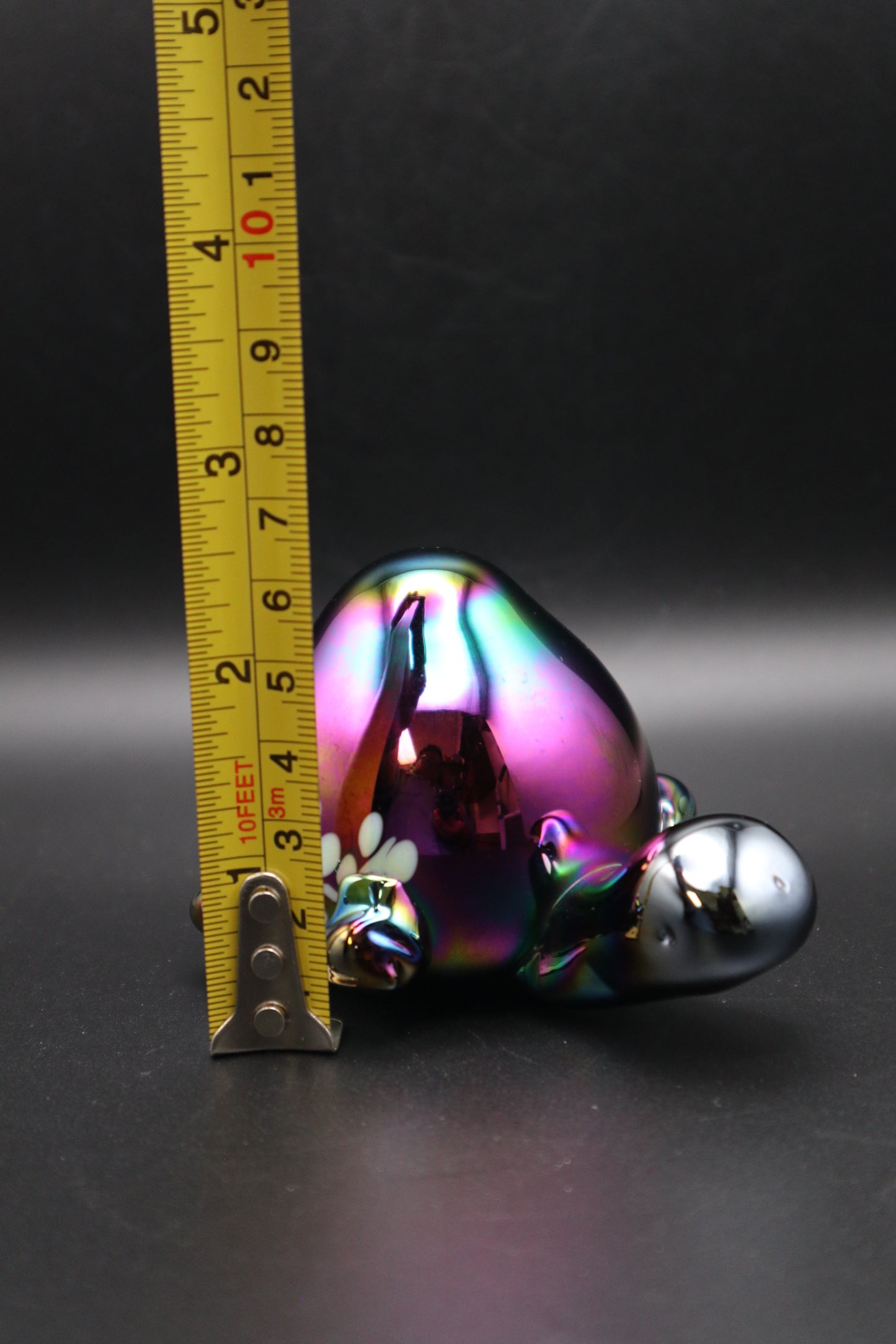 VINTAGE 1970's CARNIVAL GLASS TURTLE PAPERWEIGHT COBALT BLUE