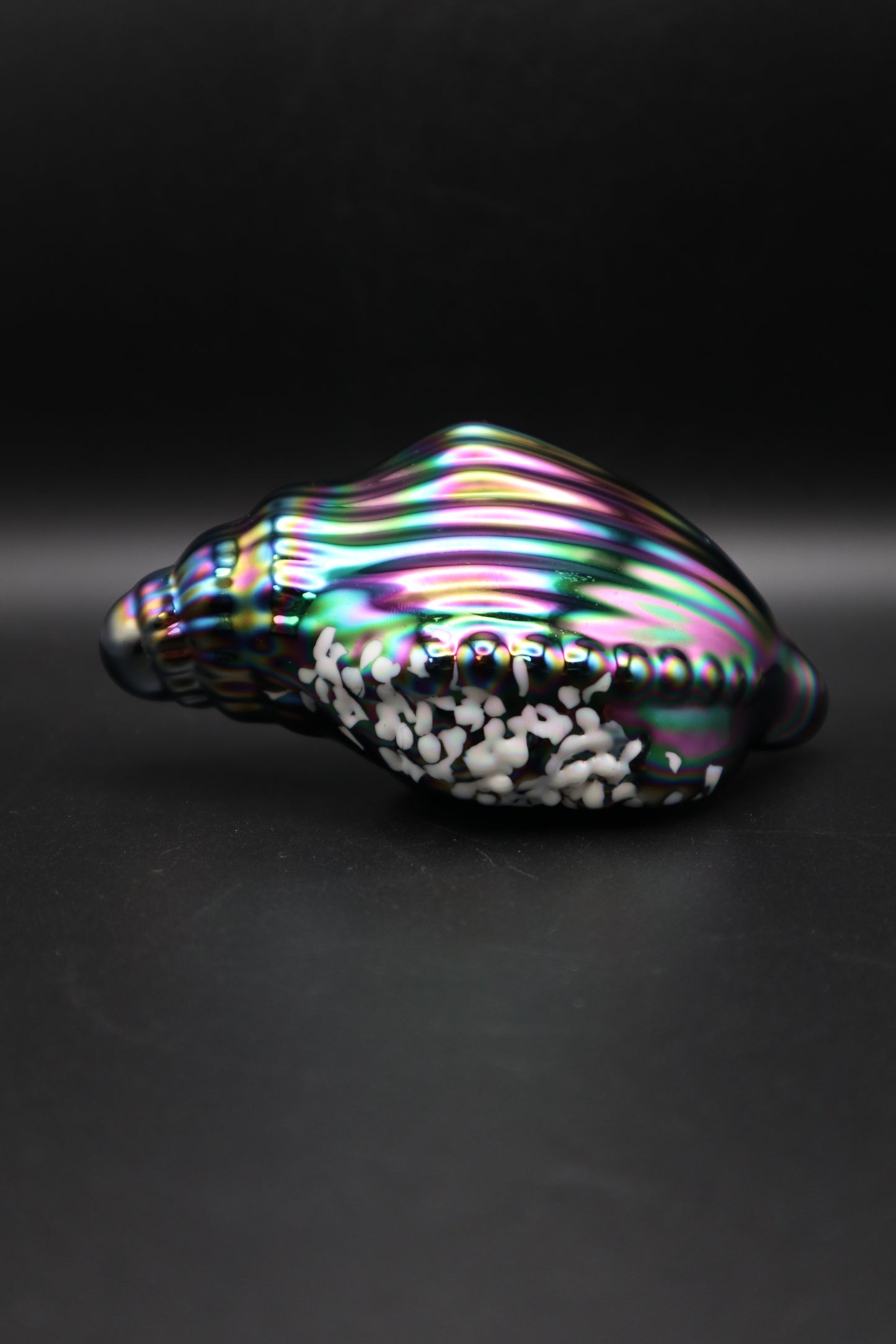 VINTAGE IRIDESCENT OPALESCENT CONCH PAPERWEIGHT