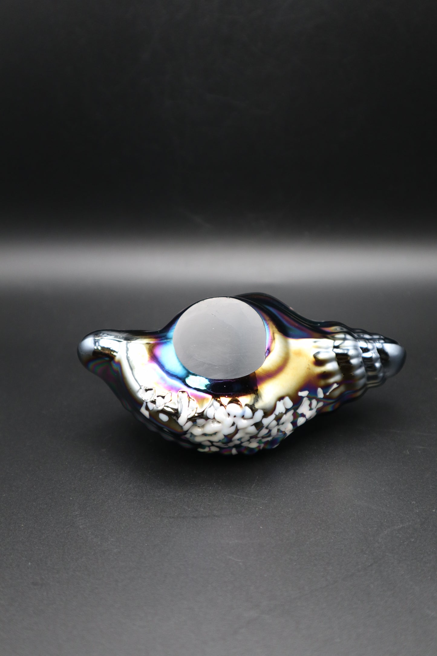 VINTAGE IRIDESCENT OPALESCENT CONCH PAPERWEIGHT