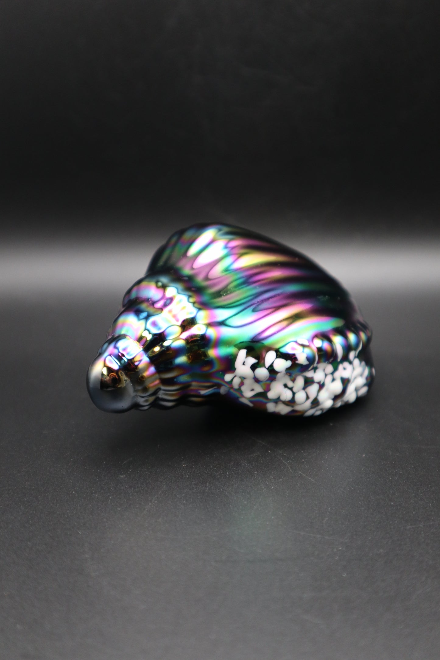 VINTAGE IRIDESCENT OPALESCENT CONCH PAPERWEIGHT