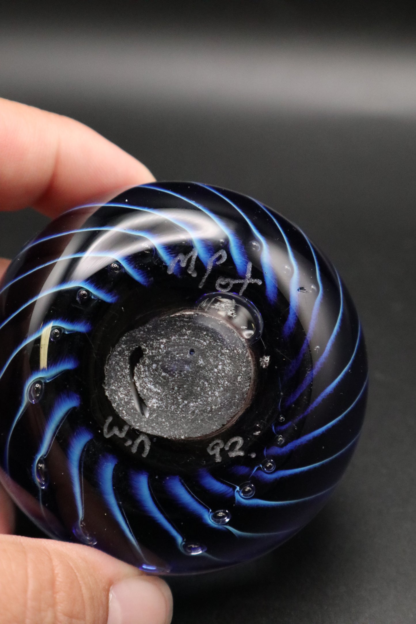 COBALT BLUE EYE OF THE STORM PAPERWEIGHT