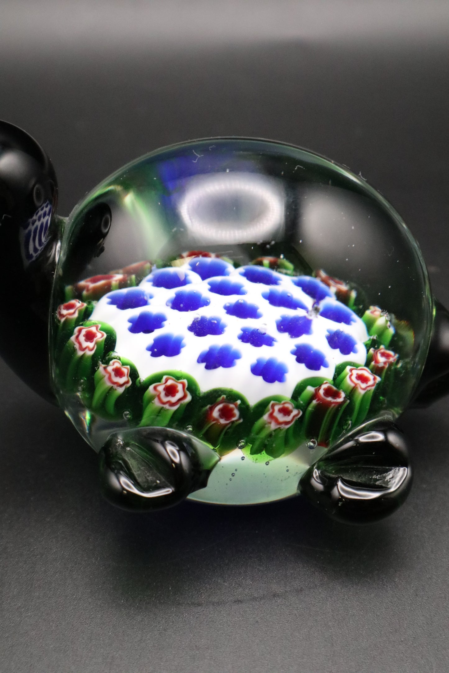 VINTAGE ART GLASS MILLEFIORI TURTLE PAPERWEIGHT