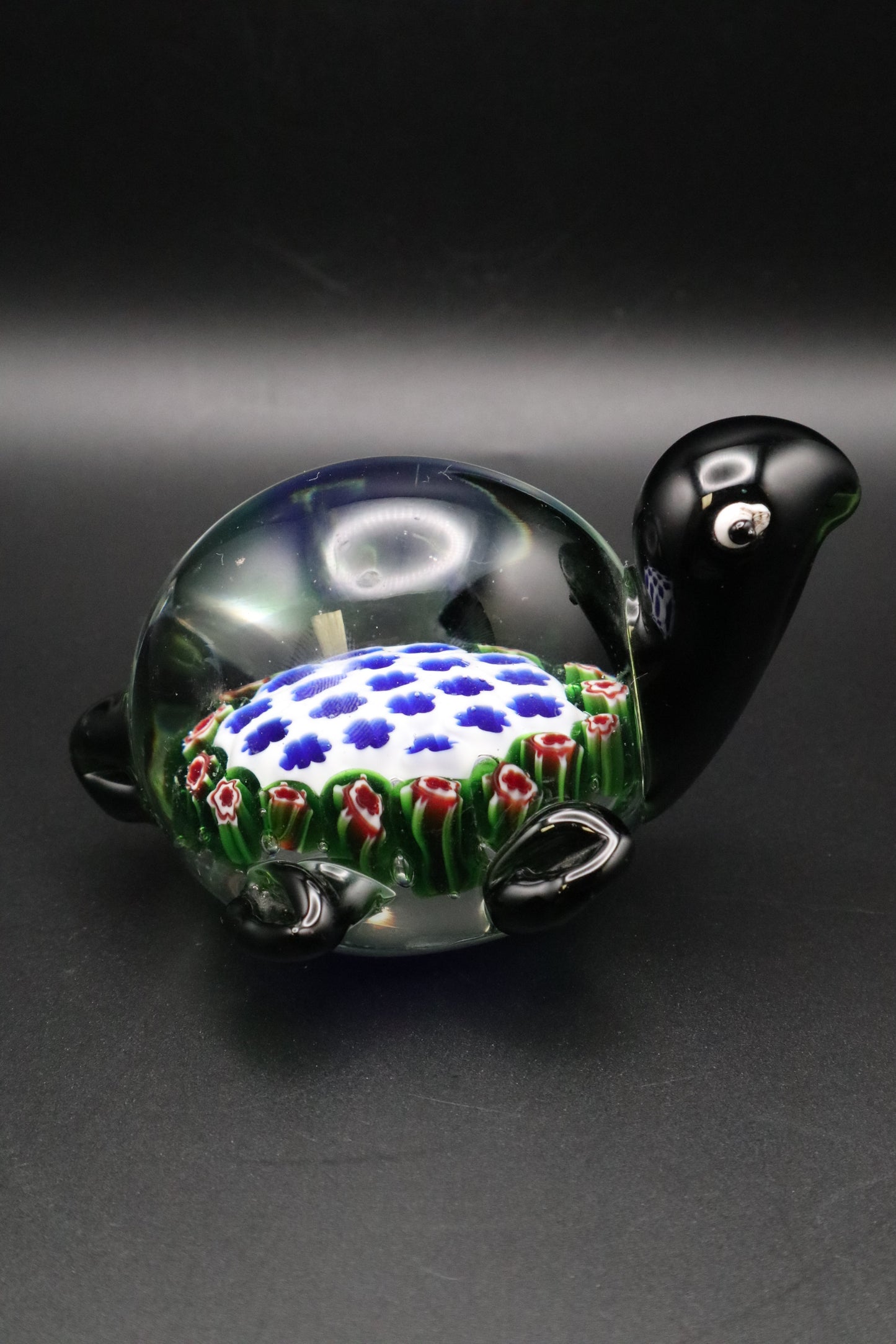 VINTAGE ART GLASS MILLEFIORI TURTLE PAPERWEIGHT