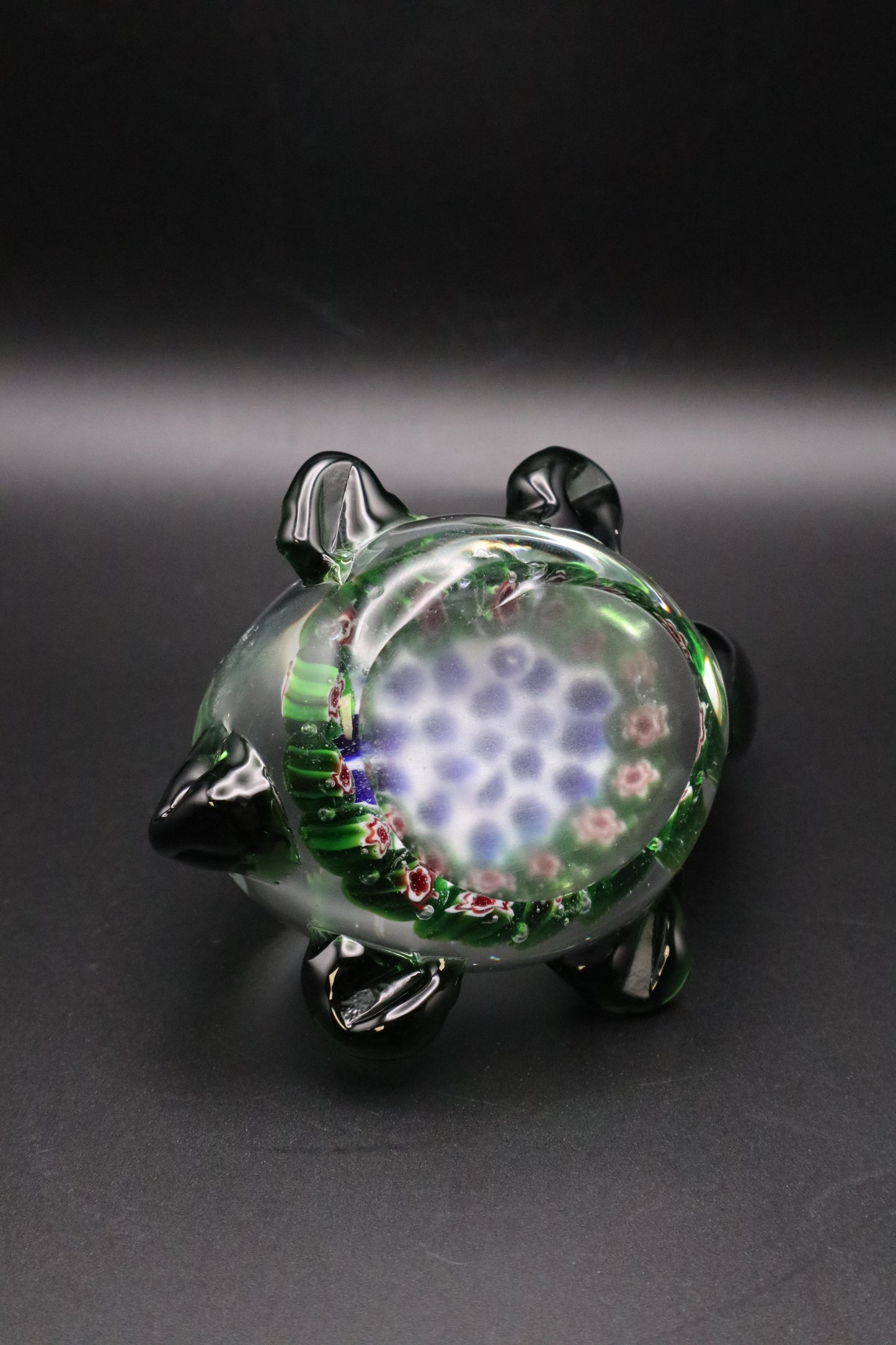 VINTAGE ART GLASS MILLEFIORI TURTLE PAPERWEIGHT