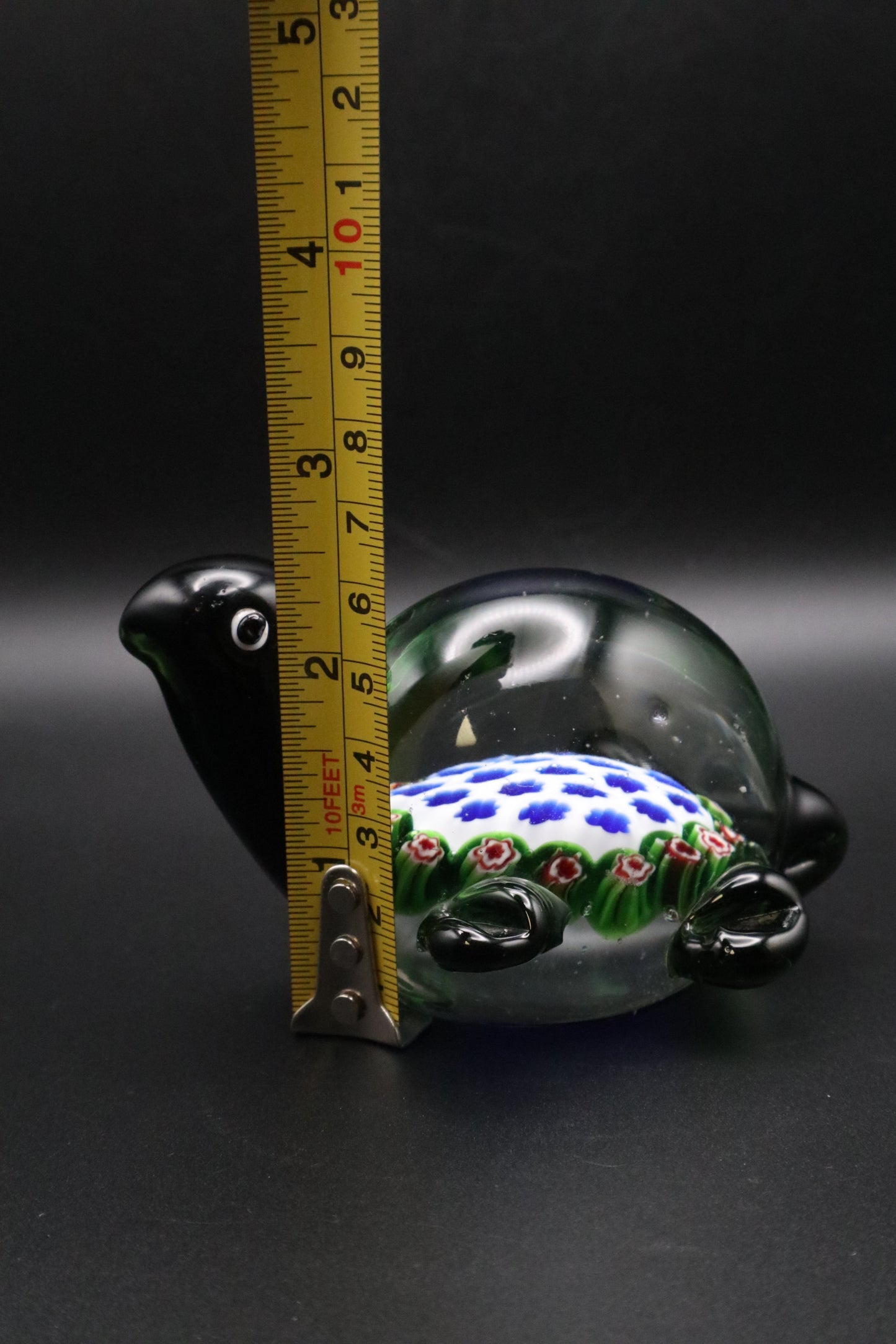 VINTAGE ART GLASS MILLEFIORI TURTLE PAPERWEIGHT