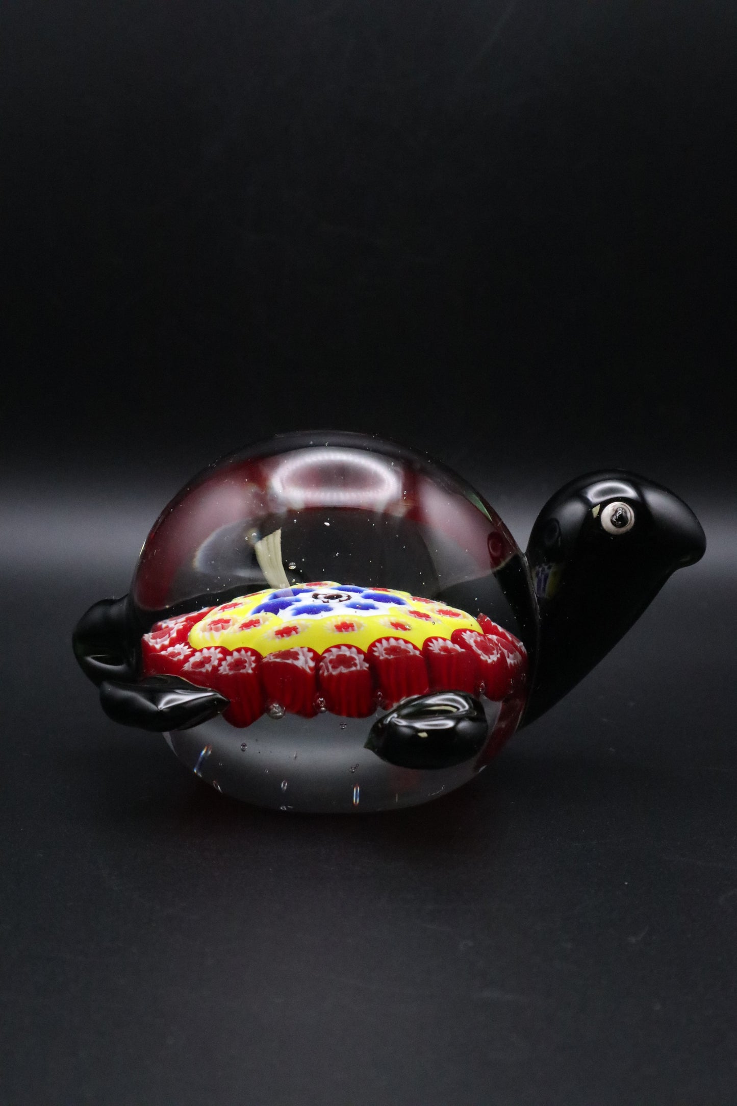 VINTAGE ART GLASS MILLEFIORI TURTLE PAPERWEIGHT
