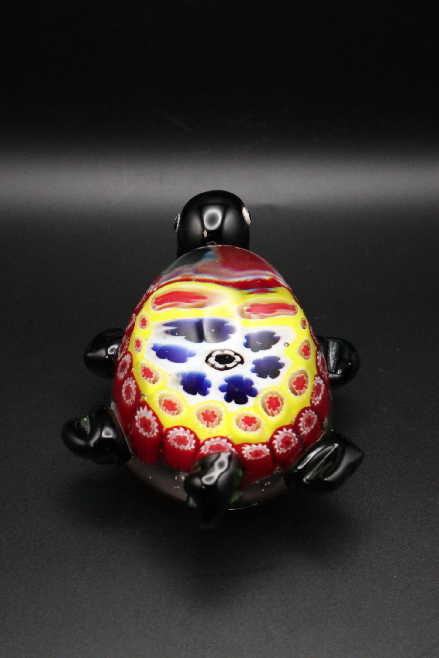 VINTAGE ART GLASS MILLEFIORI TURTLE PAPERWEIGHT